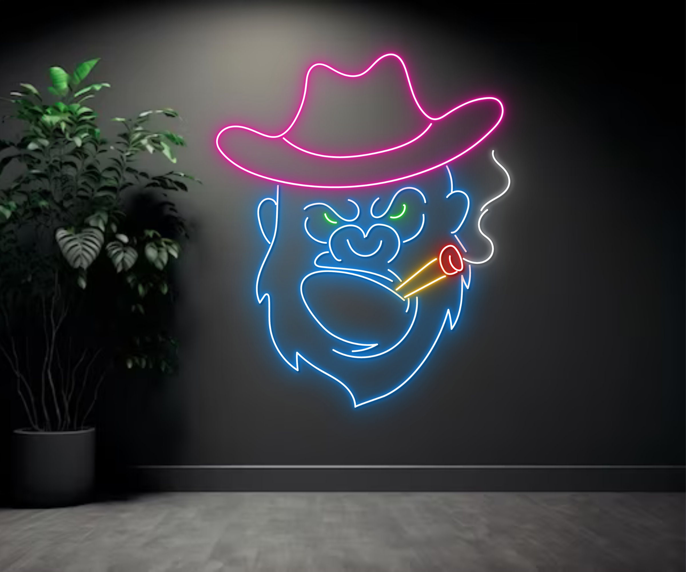 Monkey Chimpanzee Smoking Neon Sign