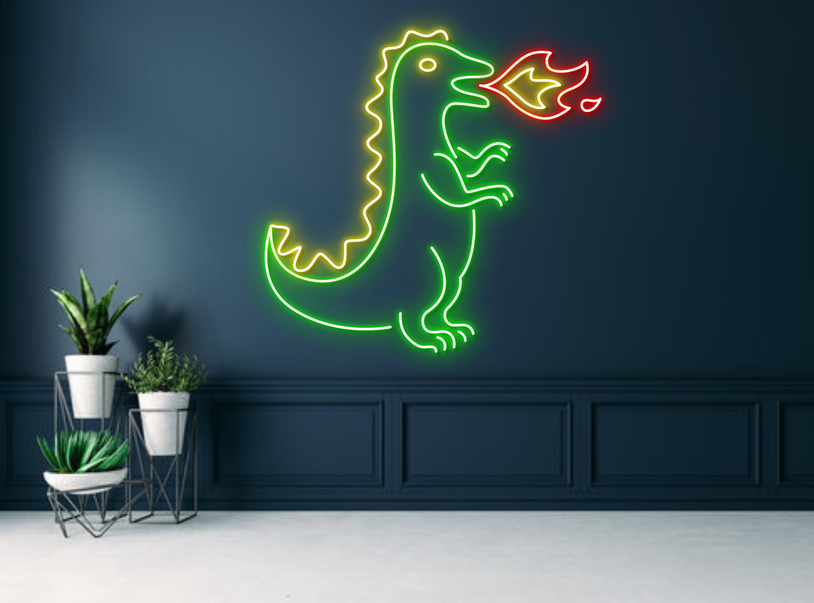 Dinosaur Blow Fire Neon Sign