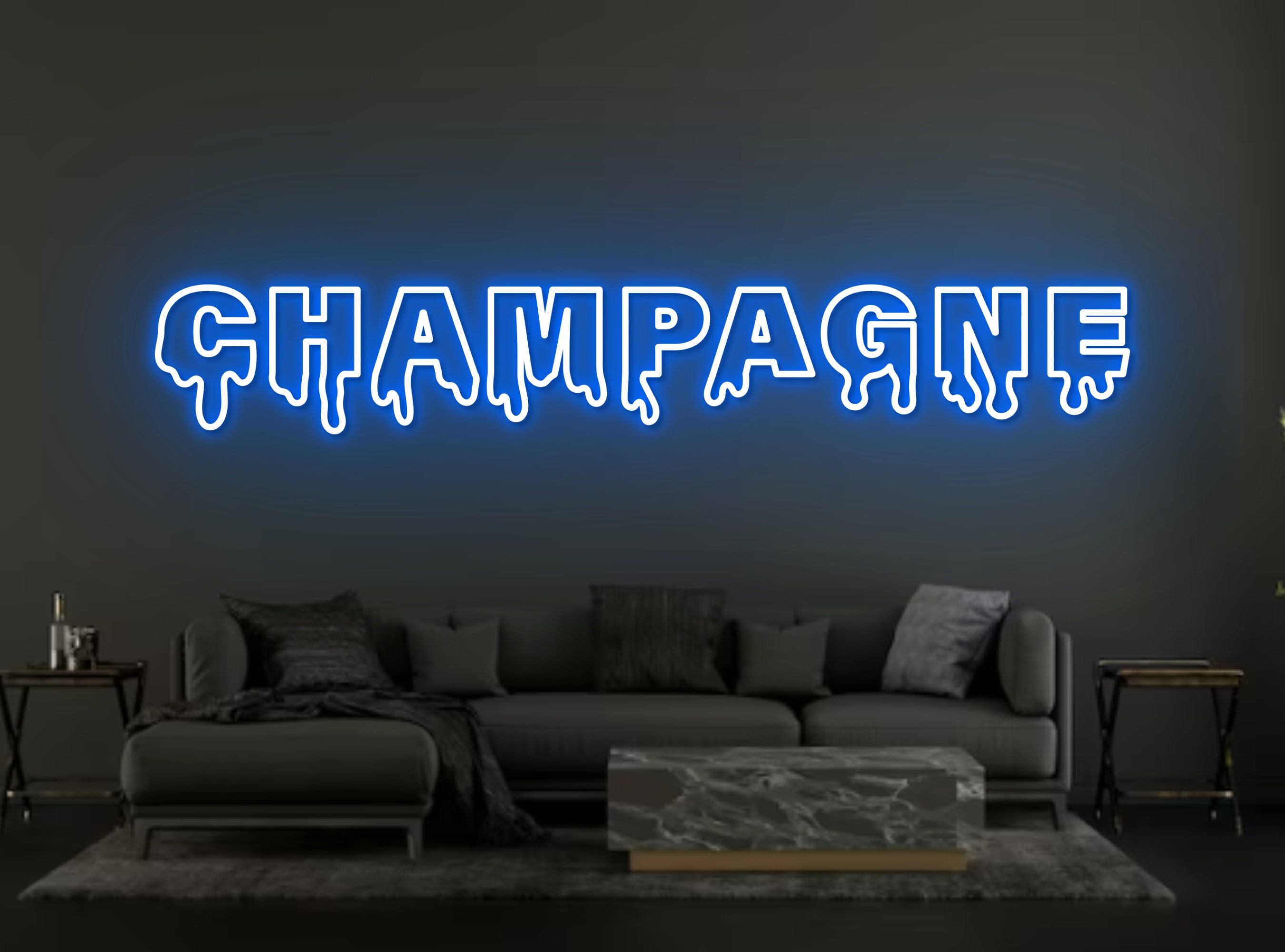 Champagne Dripping Text Effect Neon Sign