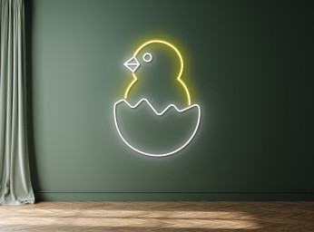 Hatched Chick In Eggshell Neon Sign