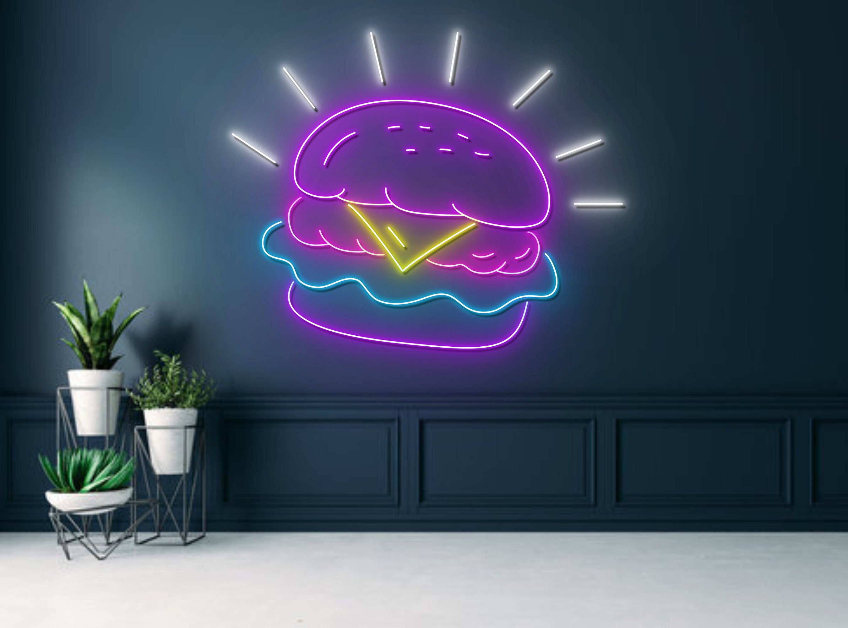Hamburger Shop Restaurant Neon Signs