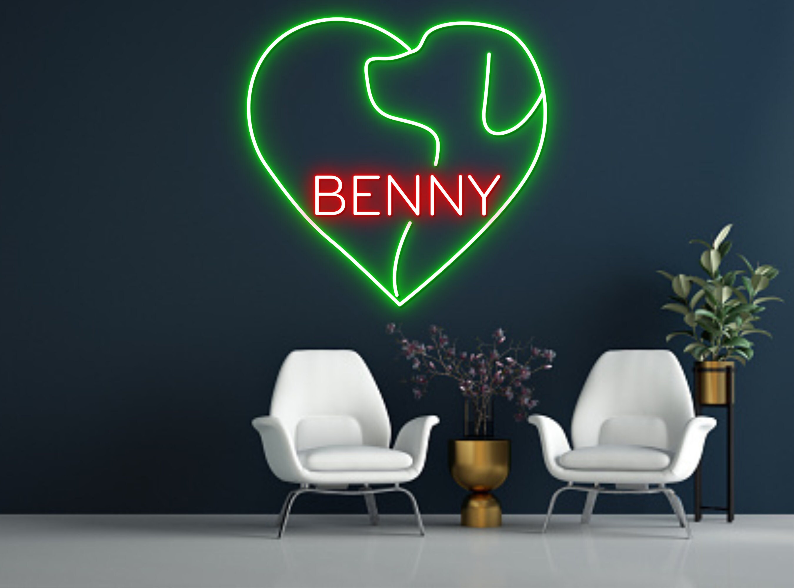 Custom Name Dog Love Neon Sign