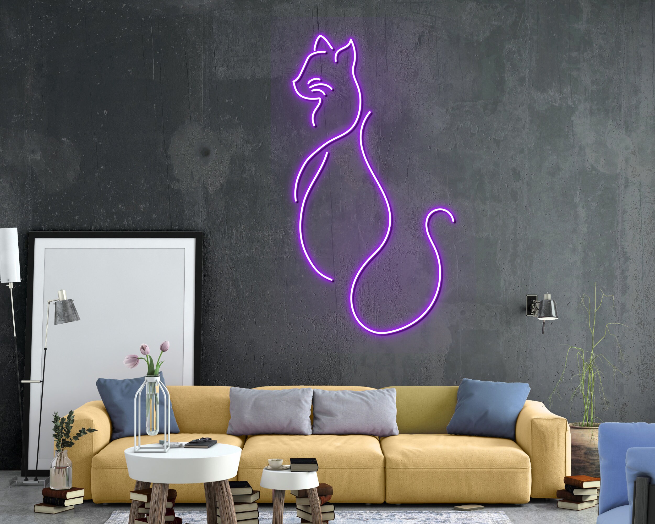 Cat Line Art Neon Sign Wall Art Decor