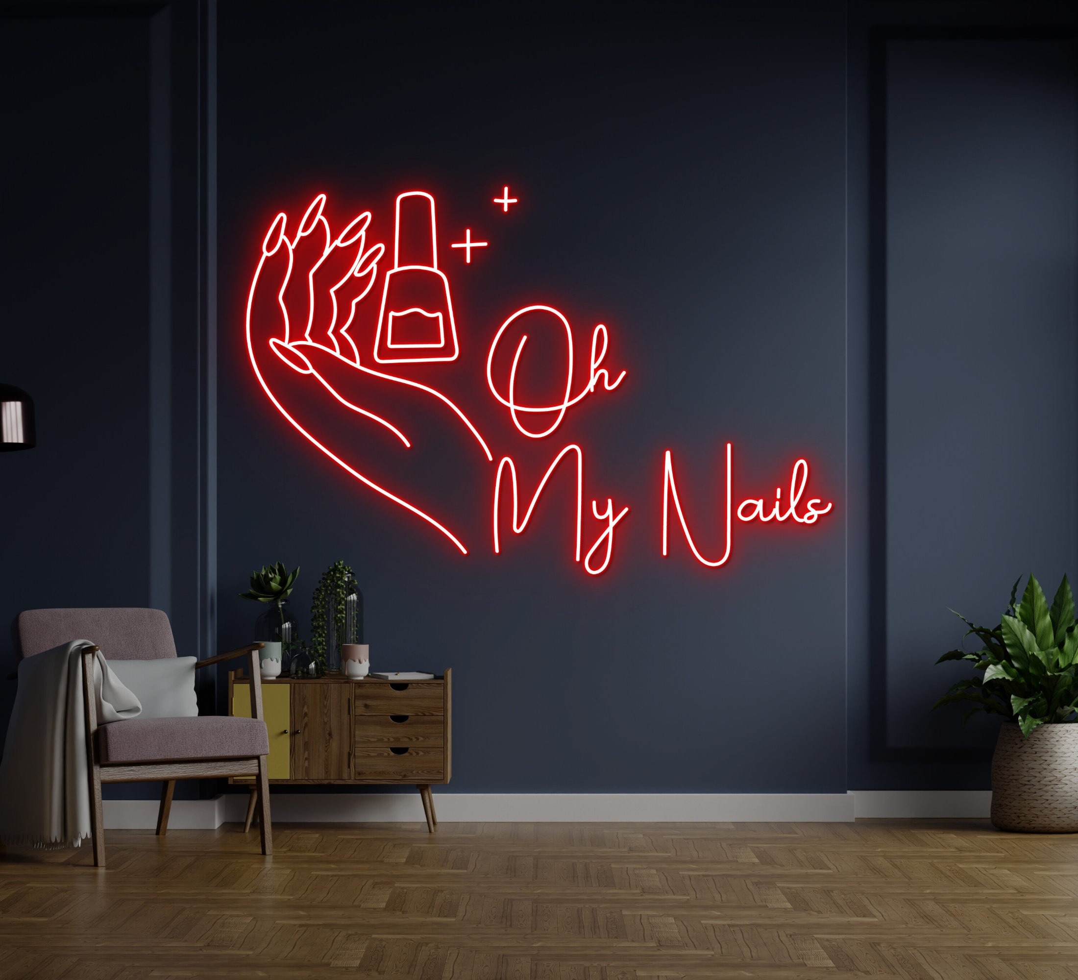Oh My Nail Neon Sign Nail Salon Decor