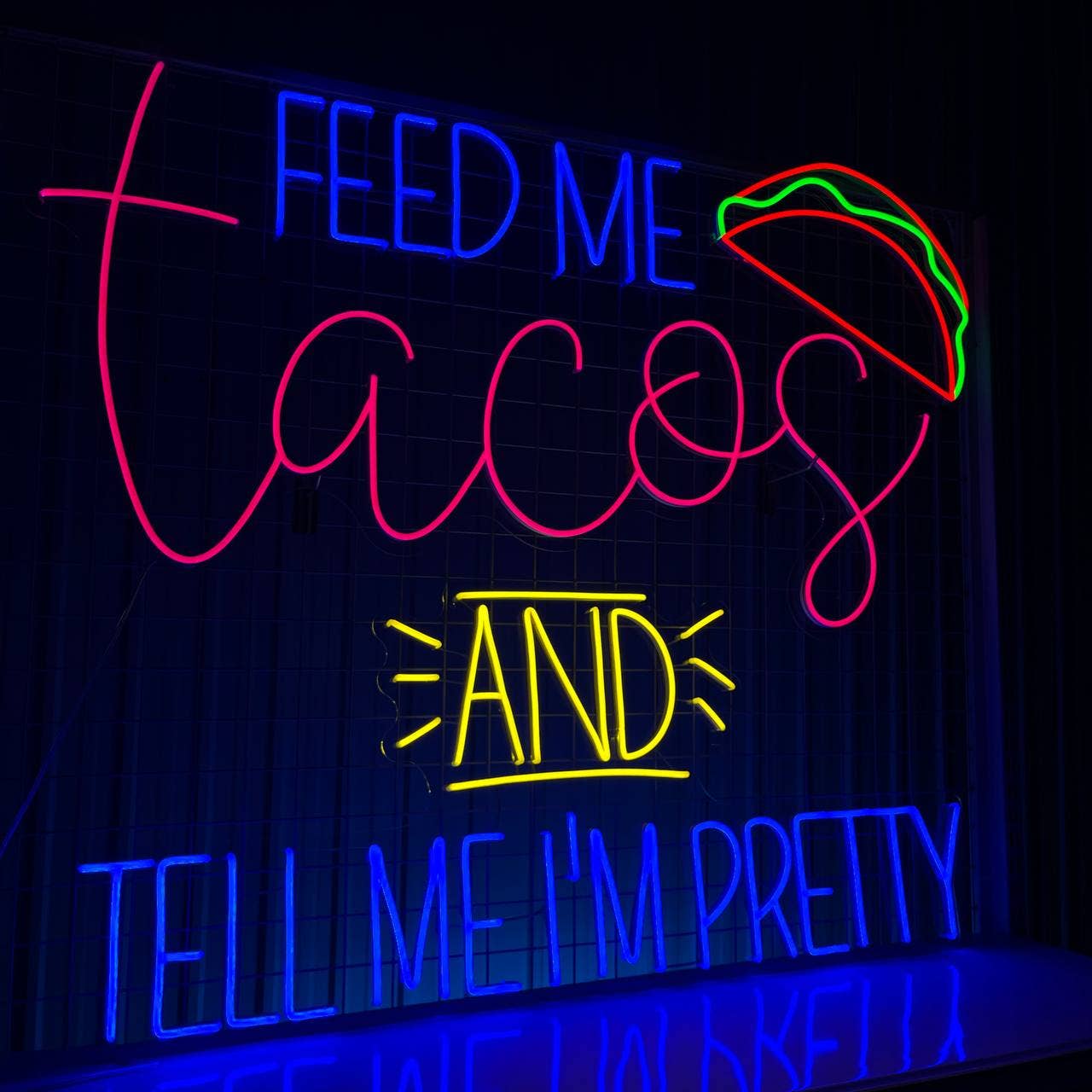 Feed Me Tacos Neon Sign Restaurant Wall Decor Signboard