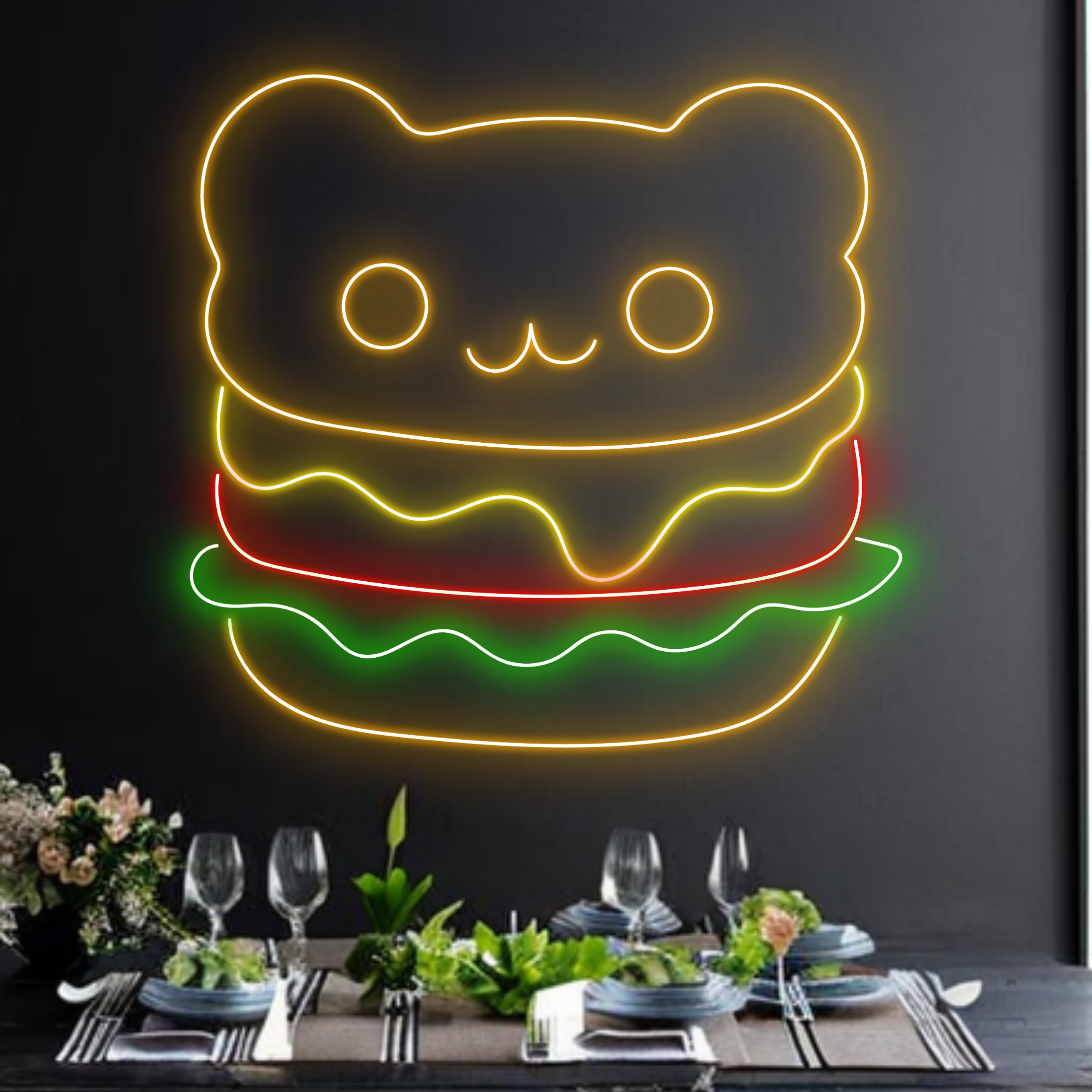 Burger Bear Neon Signs Fast Food Burger Restaurant Decor