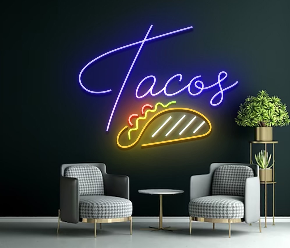 Tacos Food Restaurant Neon Sign Wall Decor Gift