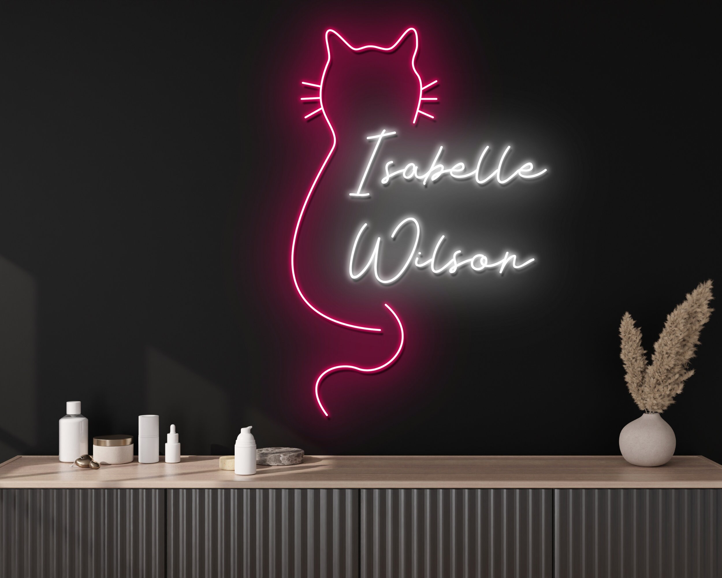Custom Cat Line Art Neon Sign Wall Art Decor