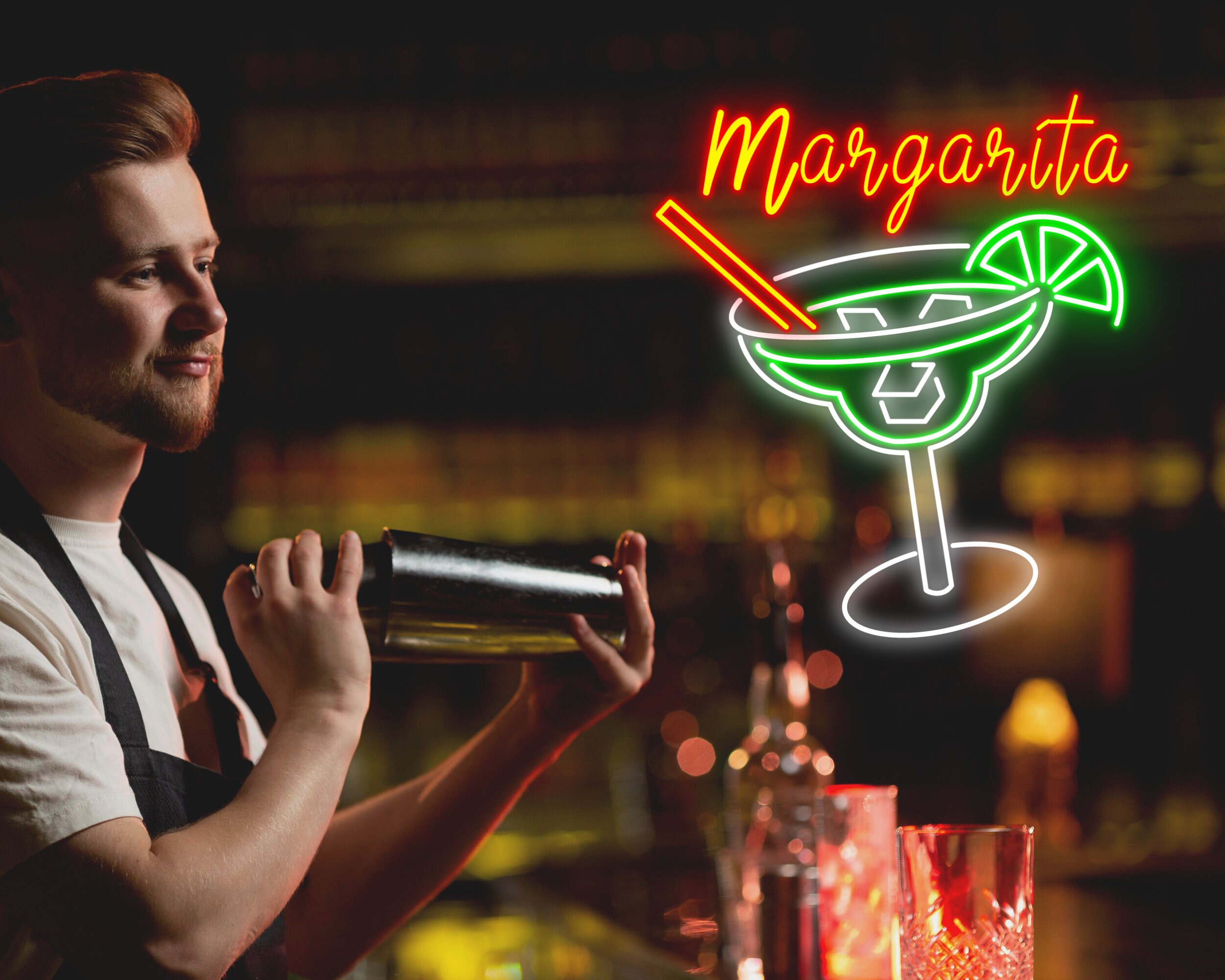 Cocktails Margarita Cup Bar Pub Neon Sign