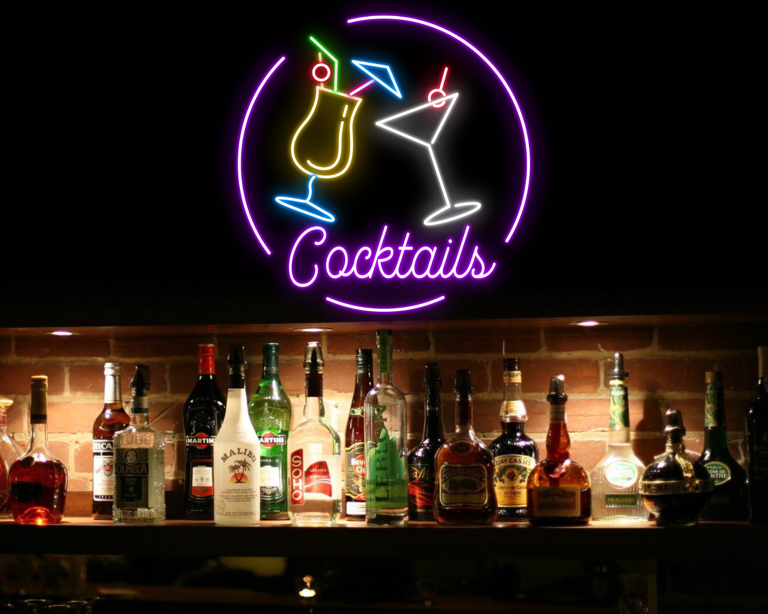 Cocktails Cup Bar Pub Neon Signs Decor sign