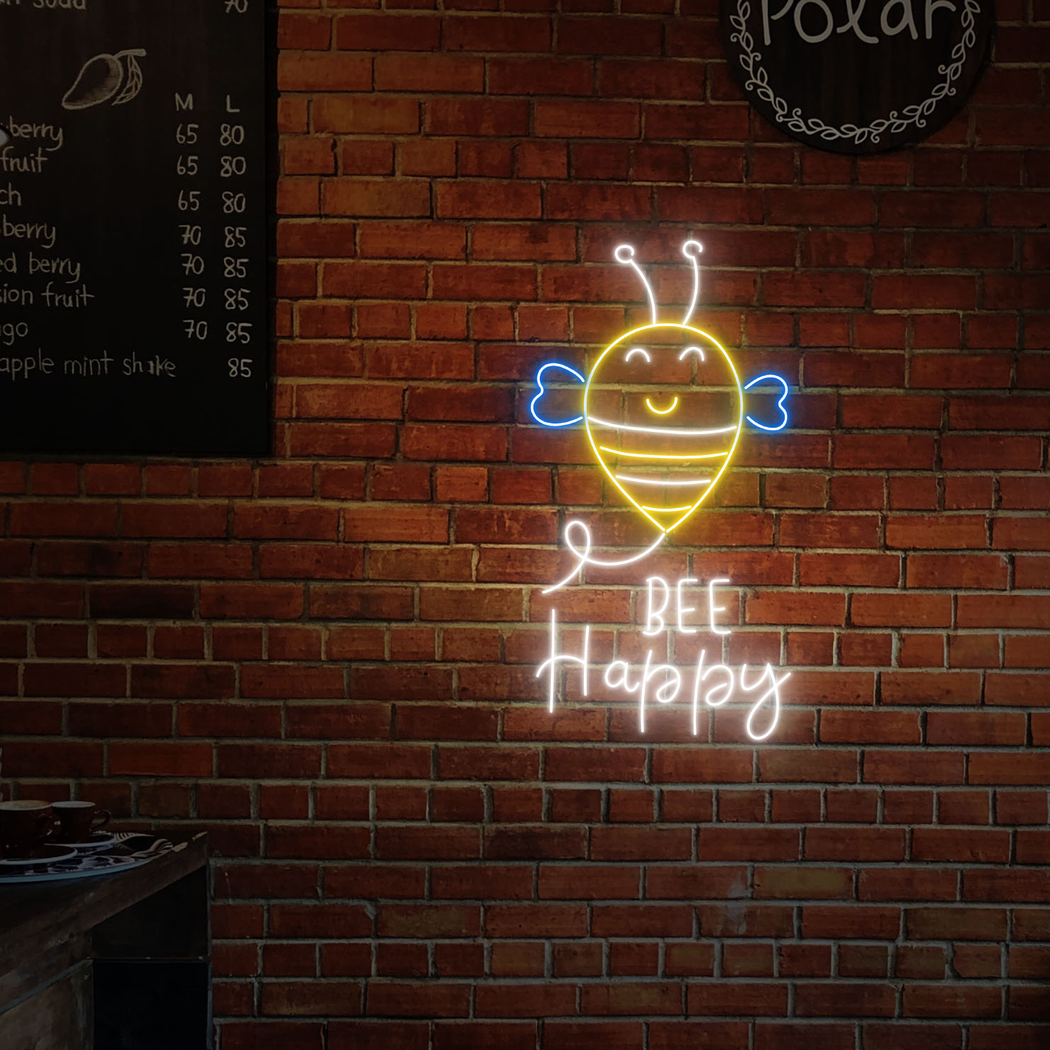 Bee Happy Neon Sign Funny Quote Wall Art Decor