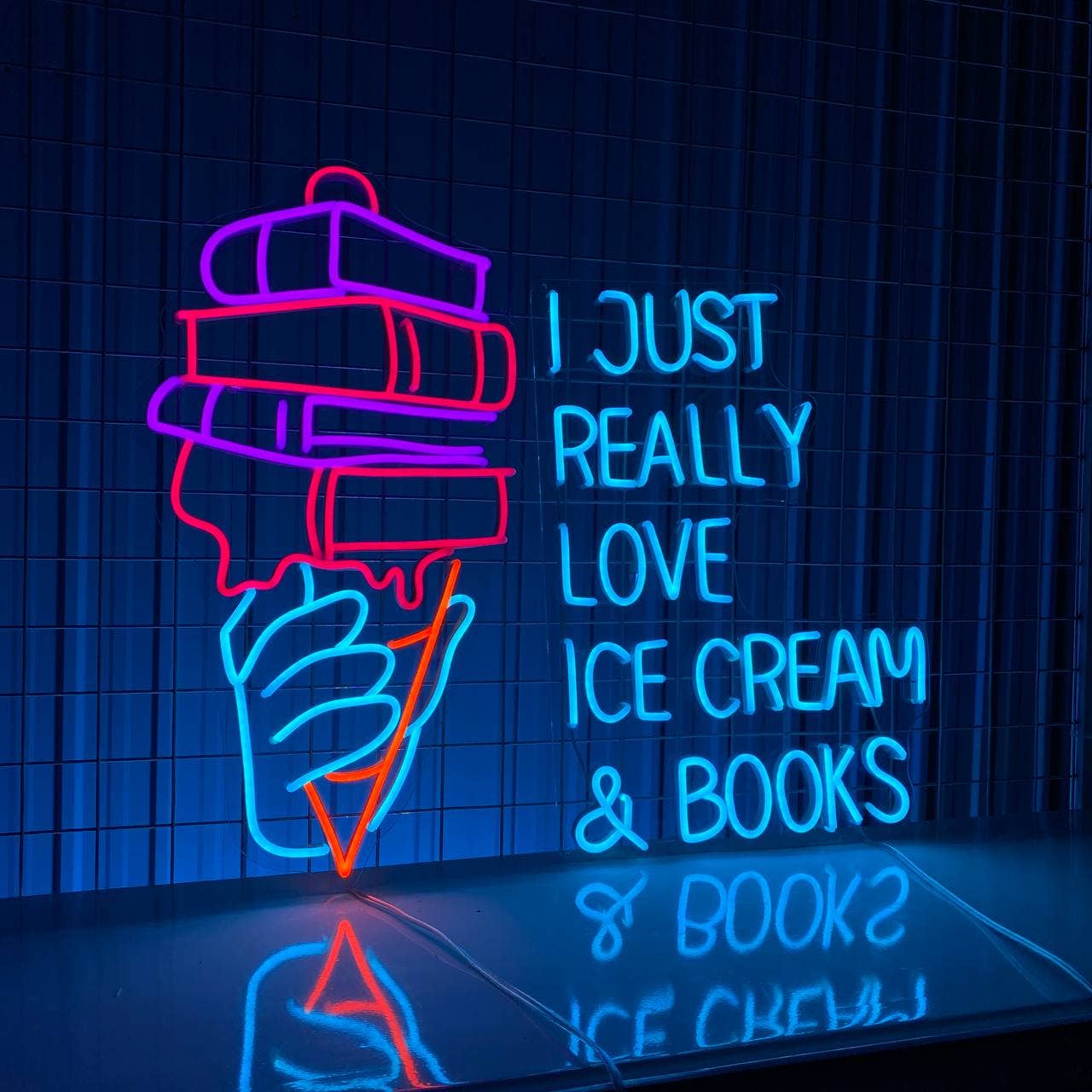 I Just Really Love Ice Cream Book Neon Sign Ice Cream Decor