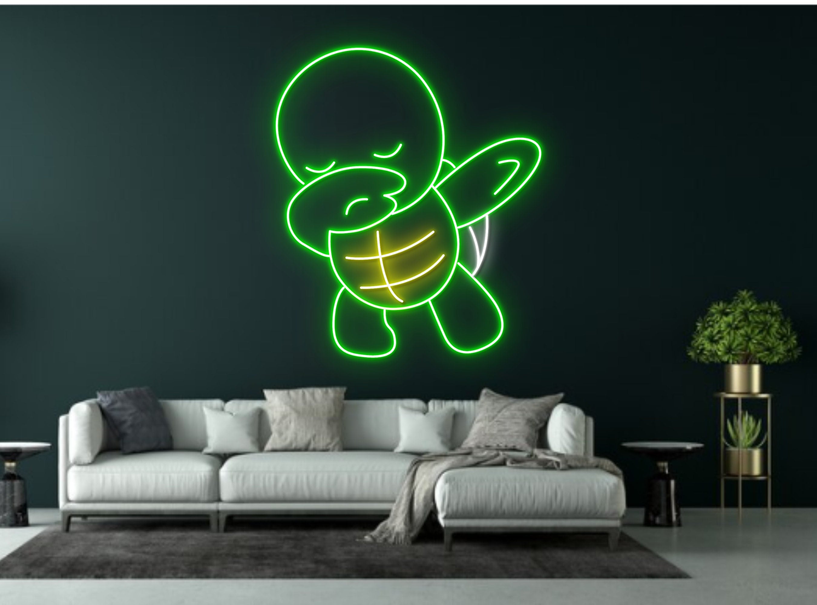 Cartoon Turtle Line Art Neon Signs