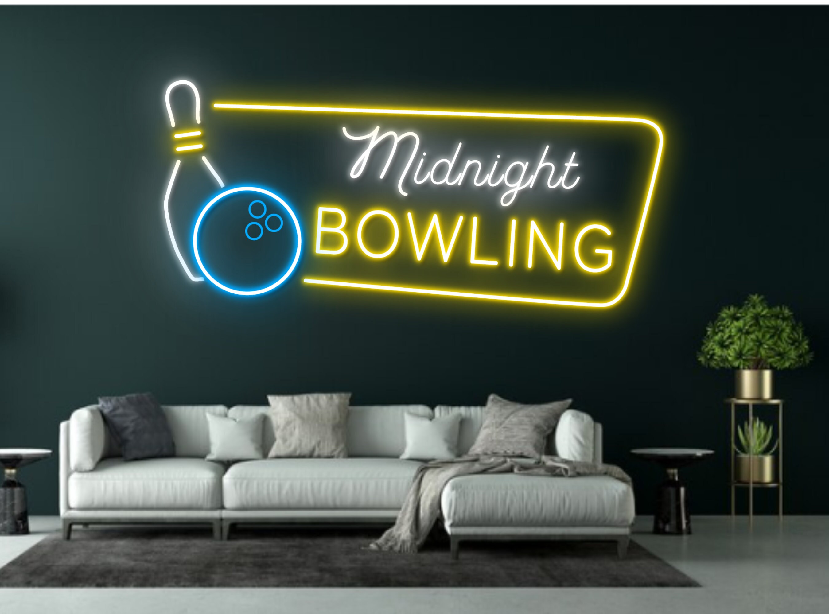 Midnight Bowling Ball Fire Neon Sign Sport Lover Gifts