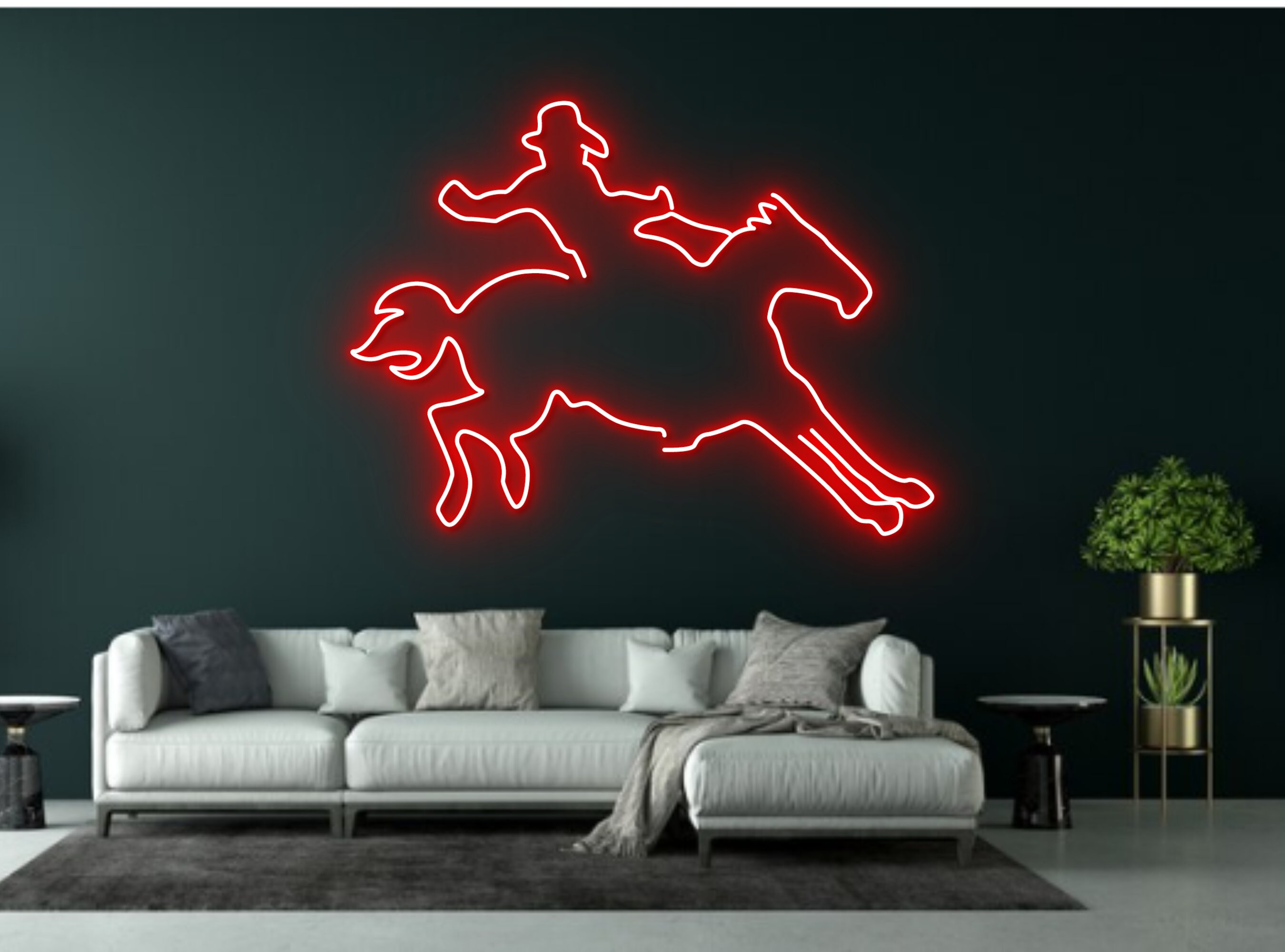 Cowboy Riding Horse Neon Sign Hanging Sign Wall Art