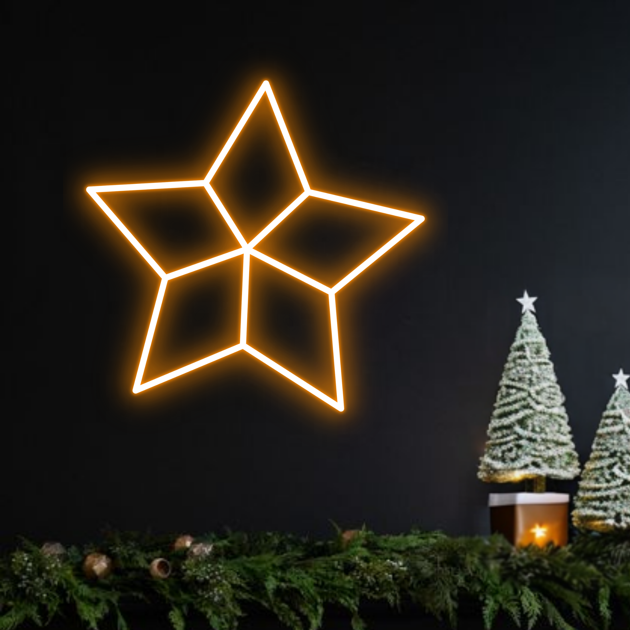 Christmas Star Neon Sign Christmas Long-lasting Set Decor