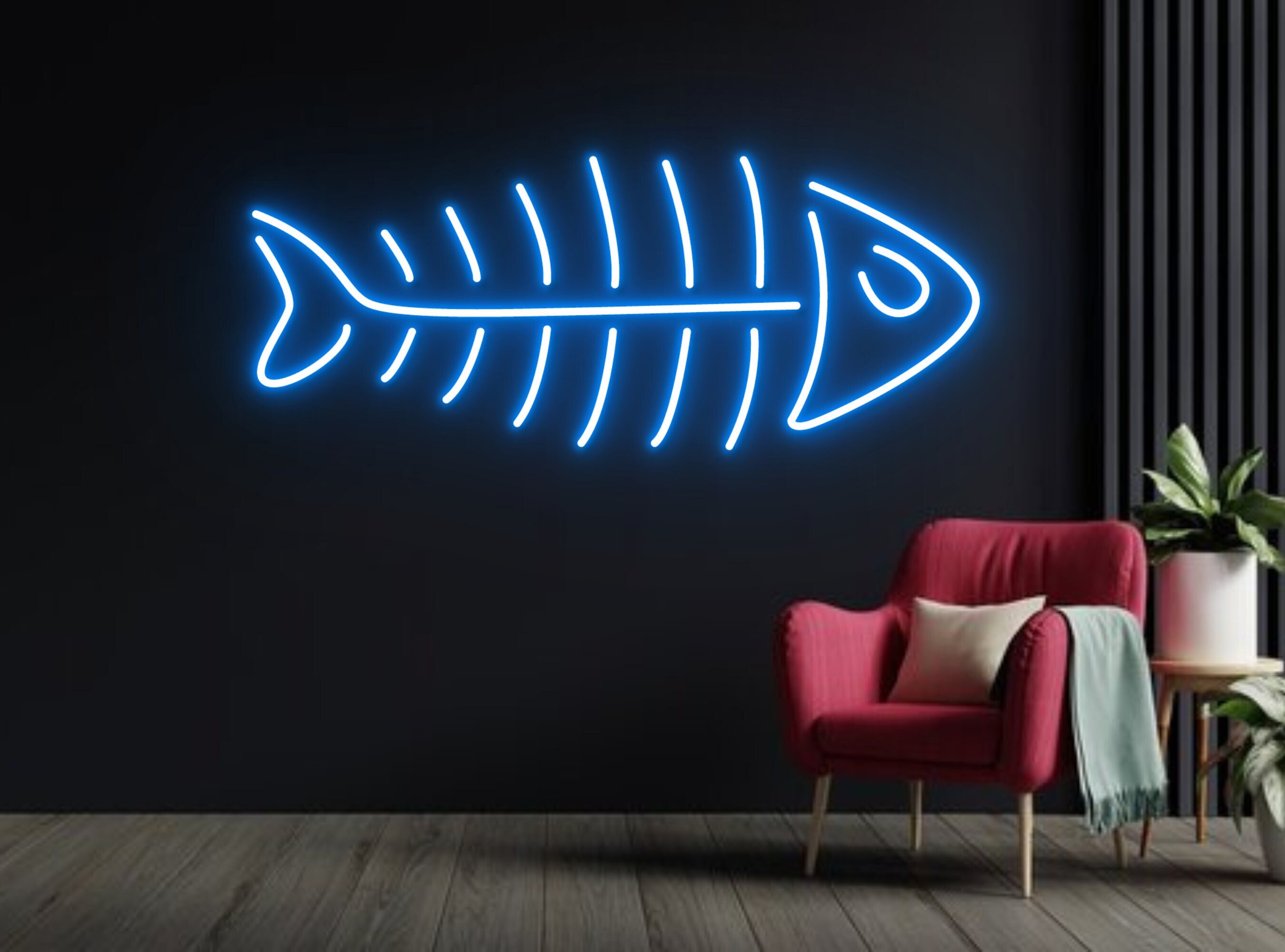 Skeleton Fish Neon Sign
