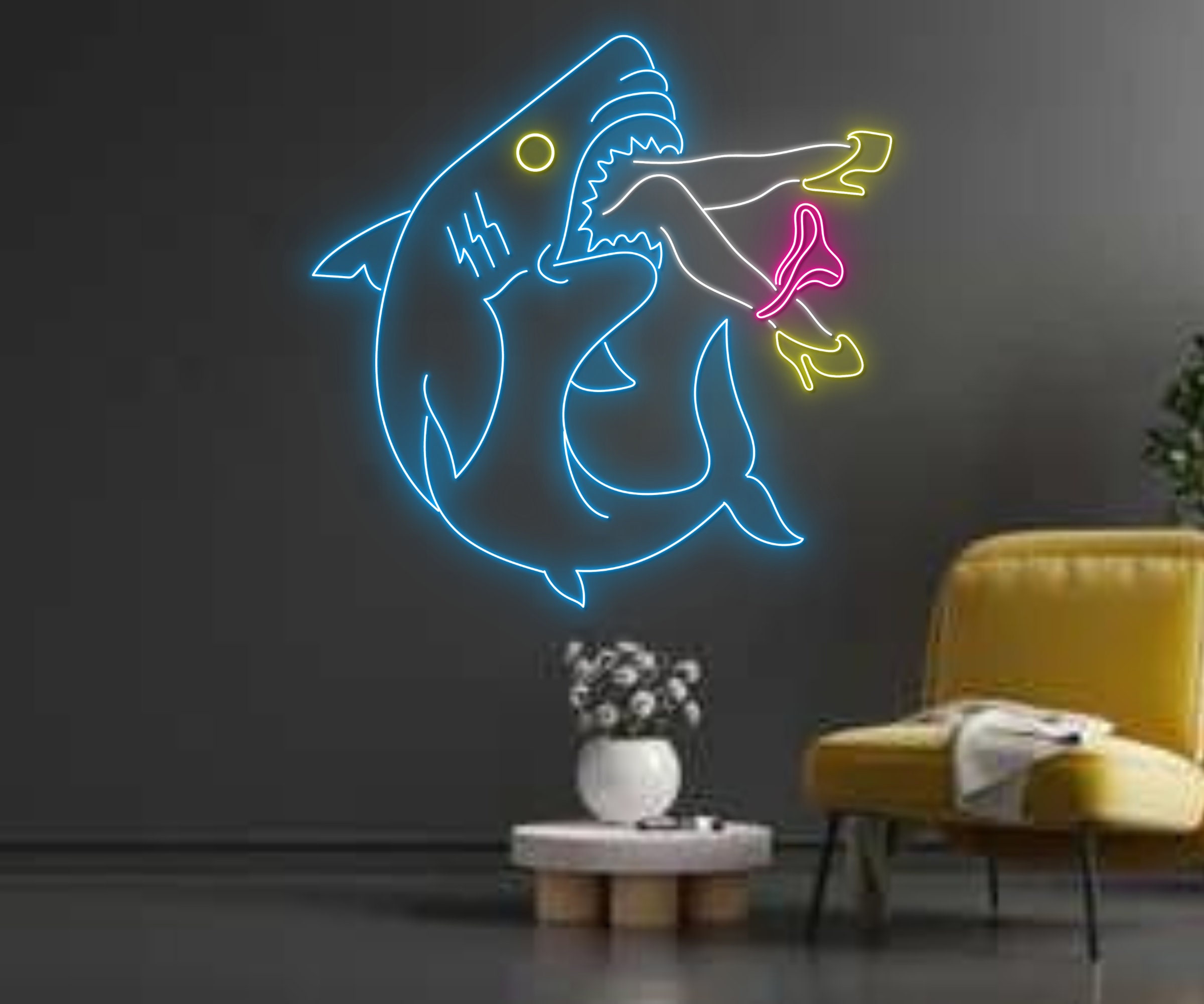 Shark Eat Girl Neon Sign