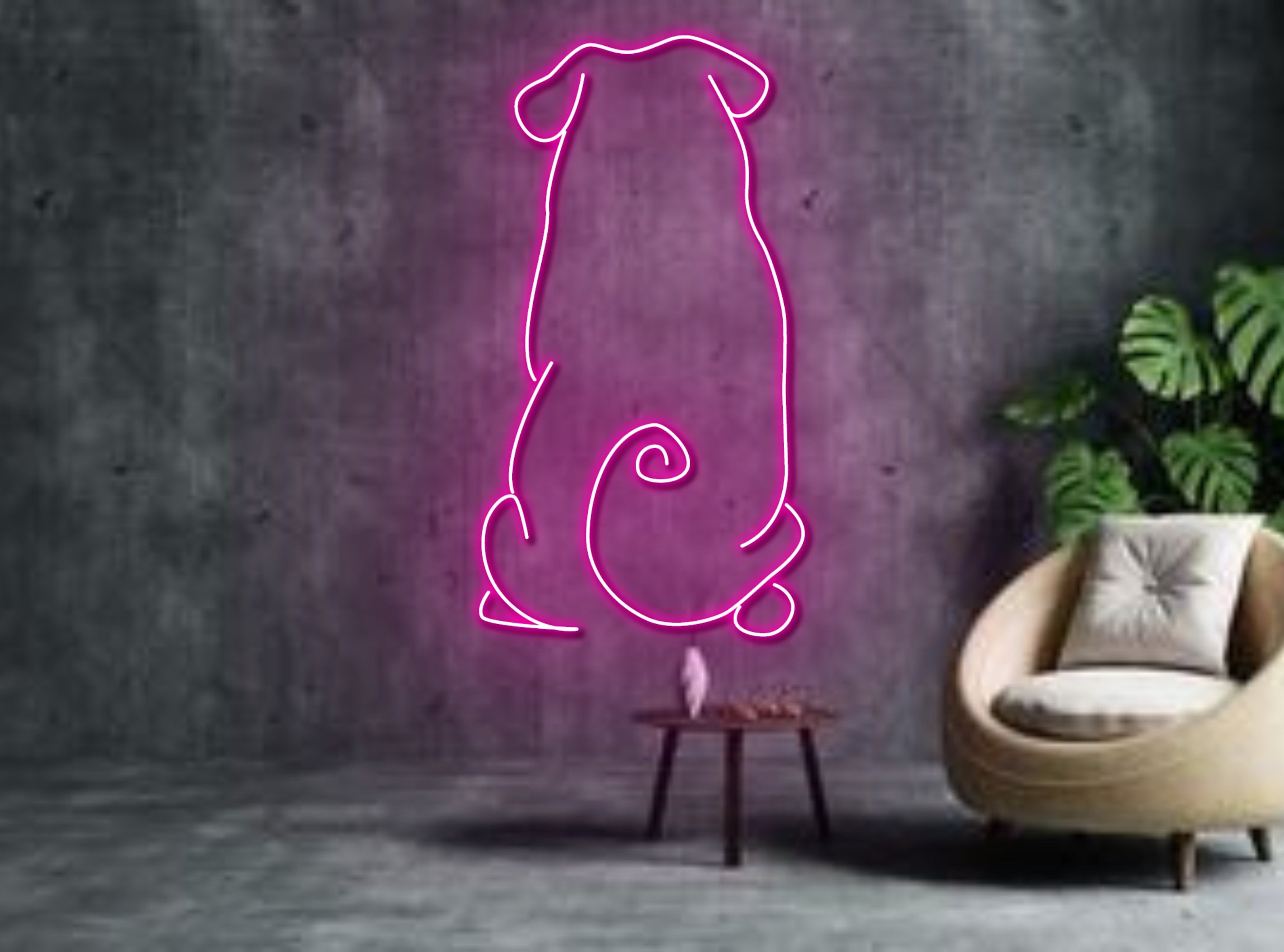 Back Pug French Bulldog Neon Sign