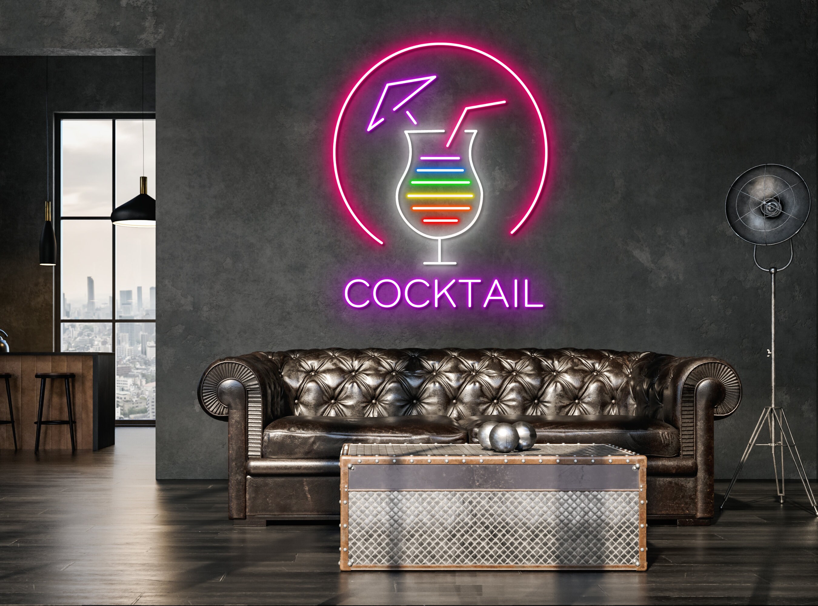 Cocktails Drinks Cup Bar Pub Neon Signs