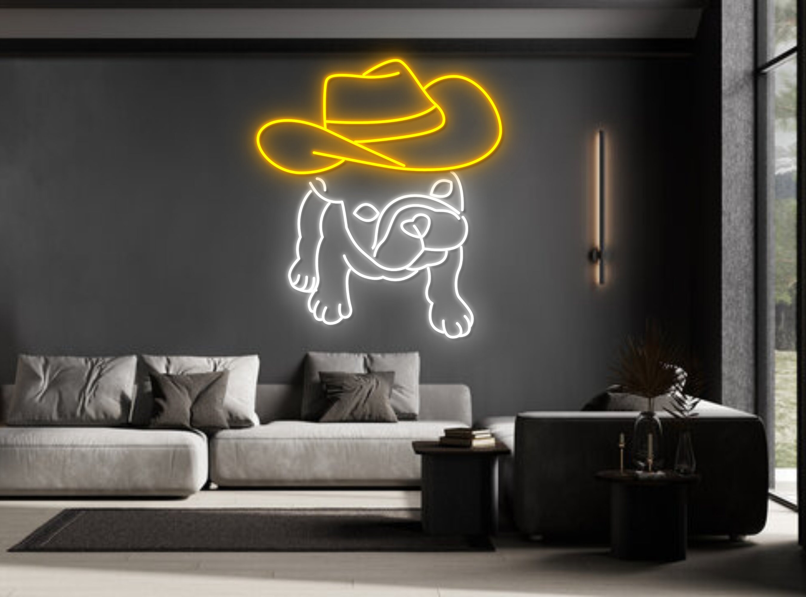French BullDog Cowboy Hat Neon Sign Decoration Gift