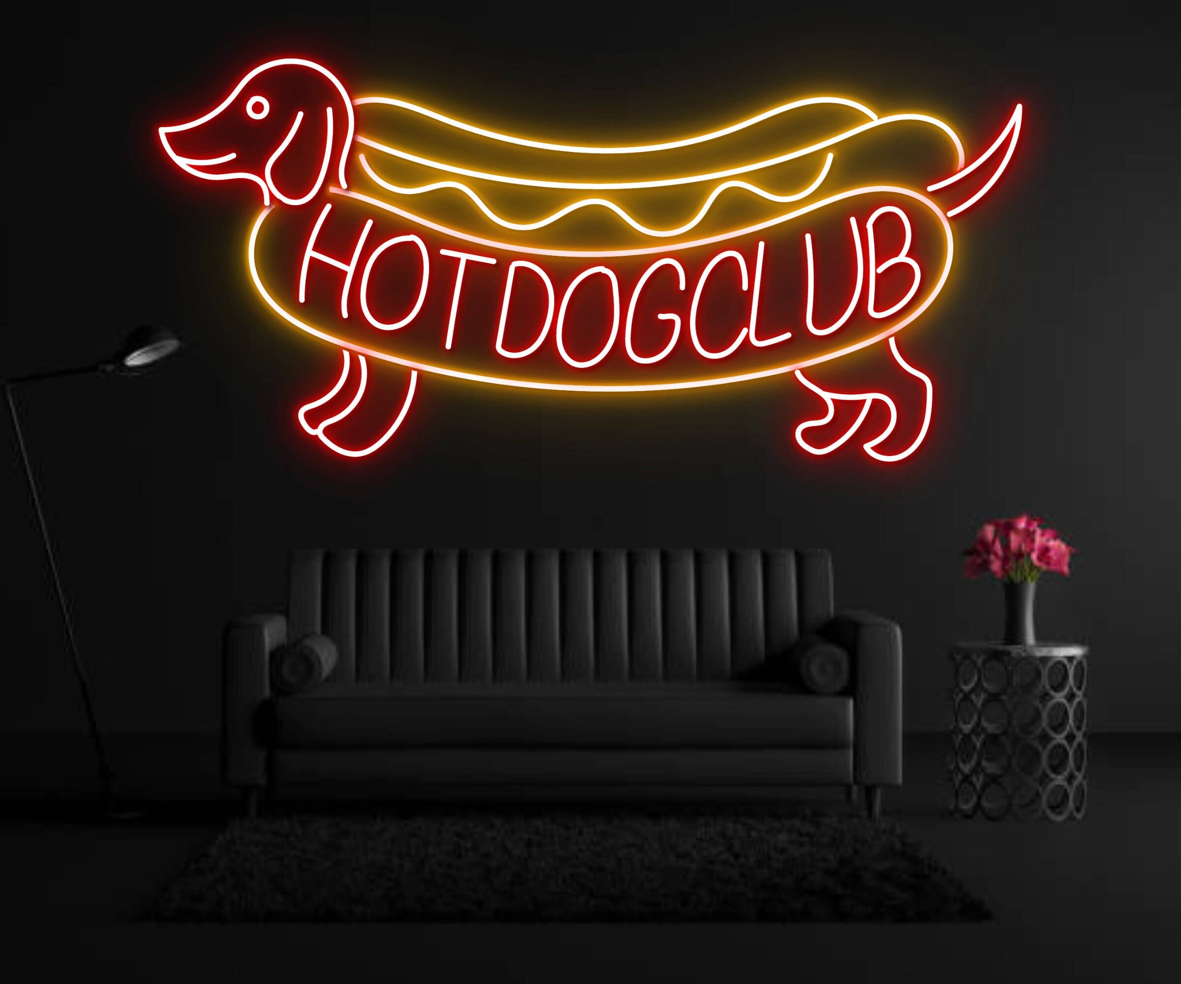 Sausage Dog Club Neon Sign Hotdog Wall Decor Neon Sign
