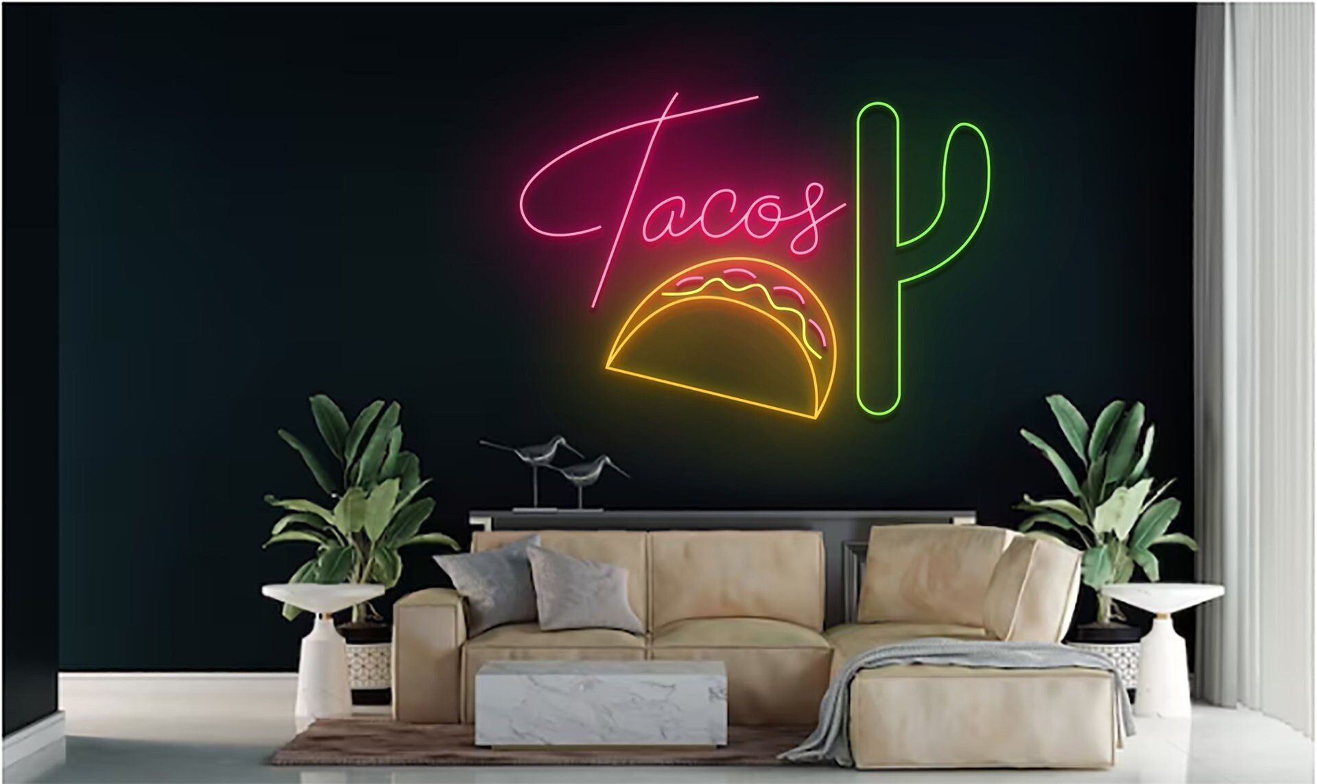 Taco Neon Sign Mexican Food Art
