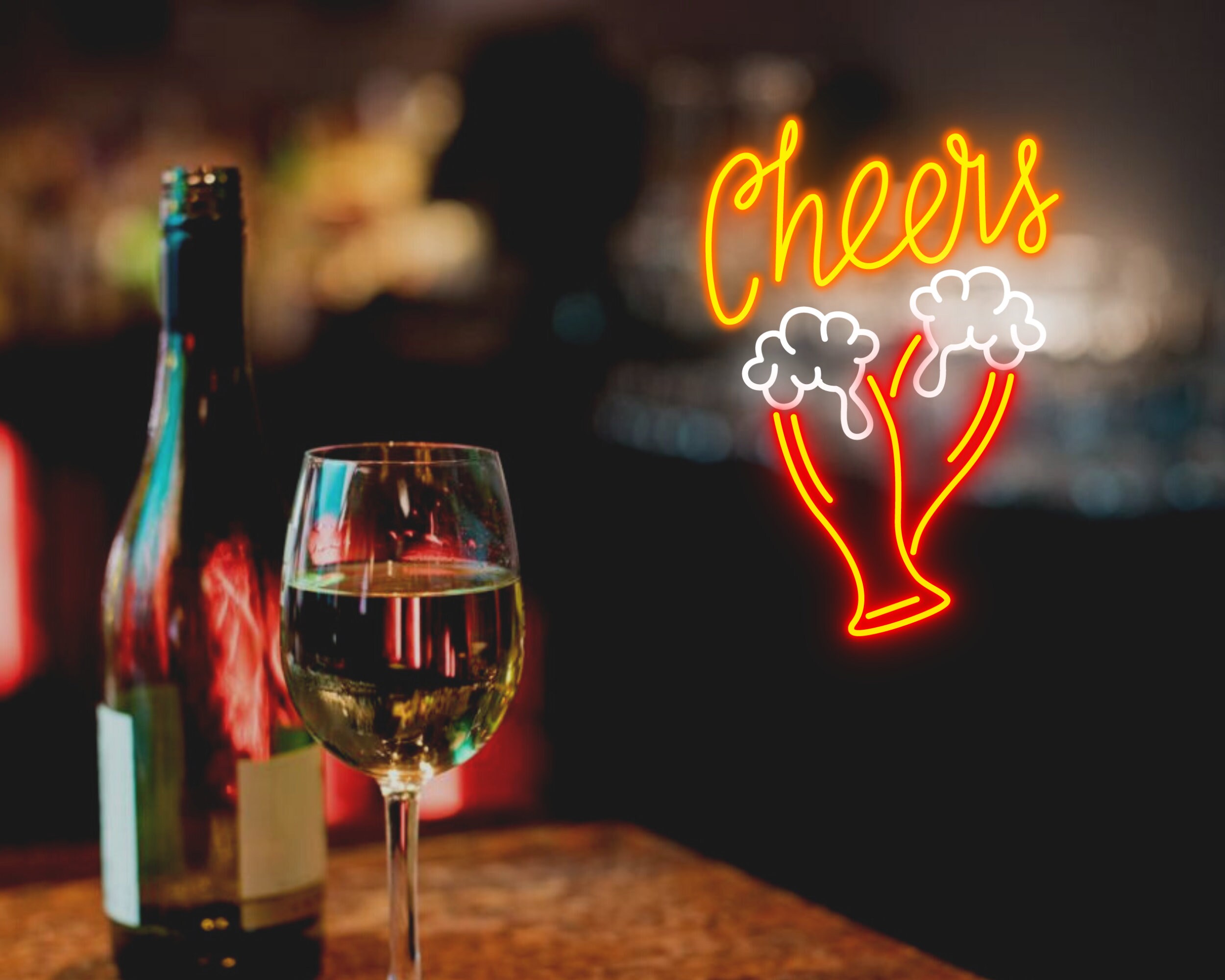 Couple Beer Bottle Glass Foam Neon Sign