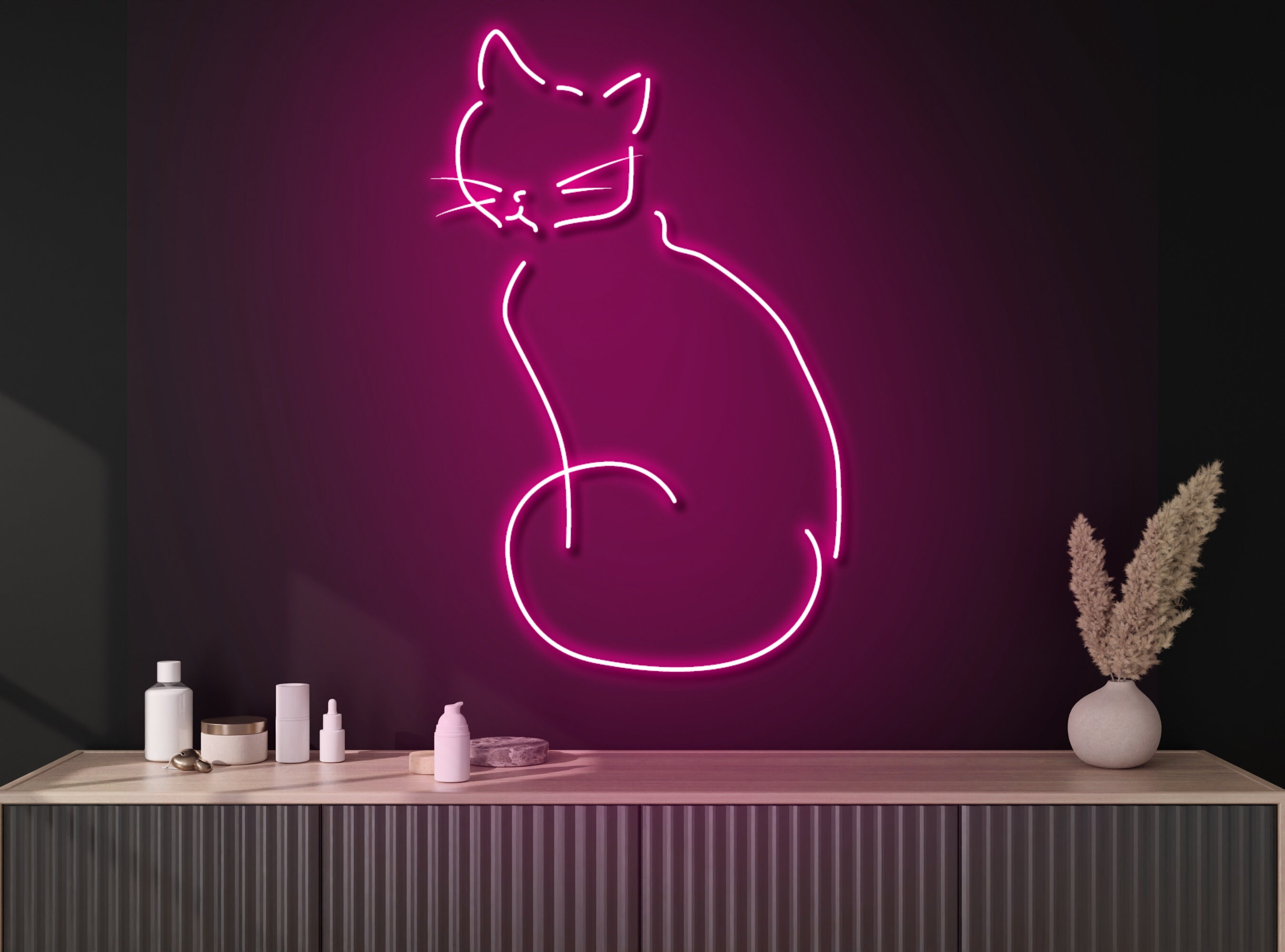 Cat Line Art Neon Sign Wall Decor