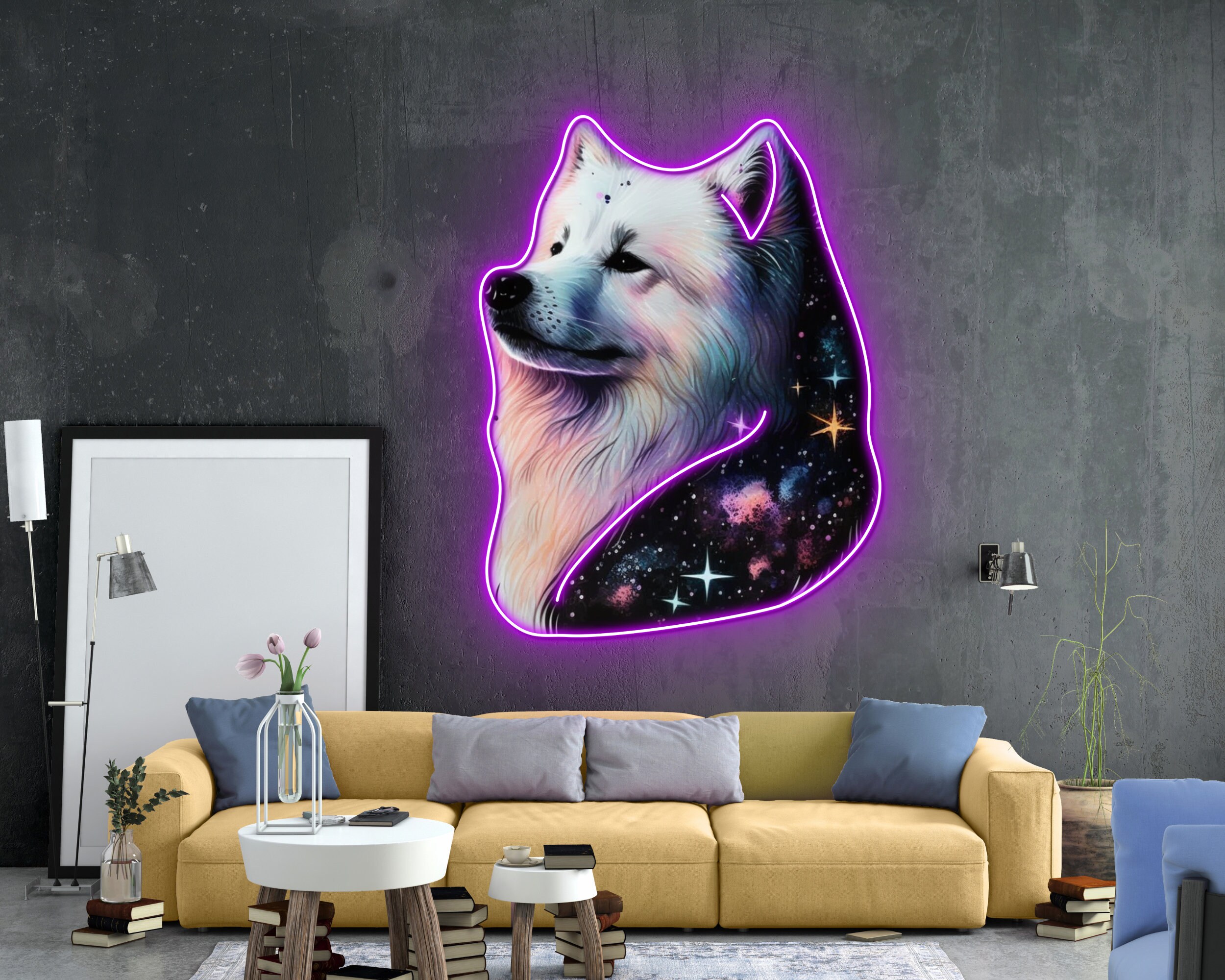 Galaxy Colourful Art Samoyed Dog Painting Pom Puppy Owners