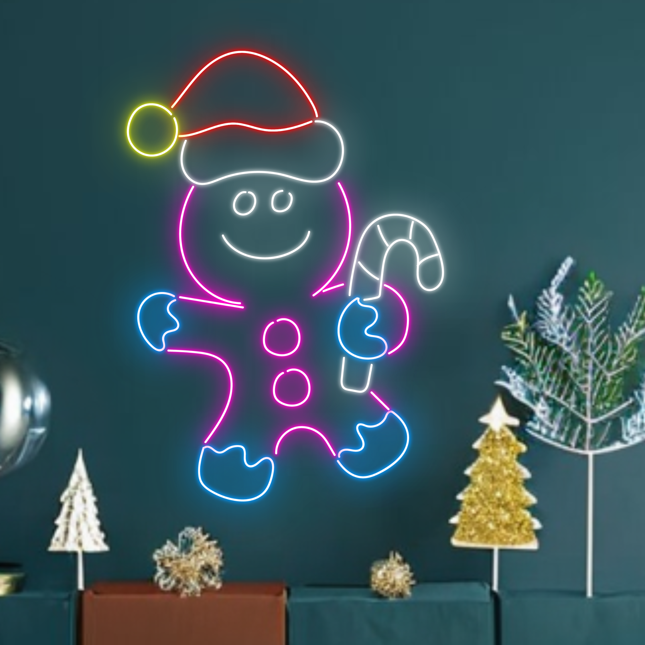 Gingerbread Man Neon Sign Christmas Long-Lasting Light Decor