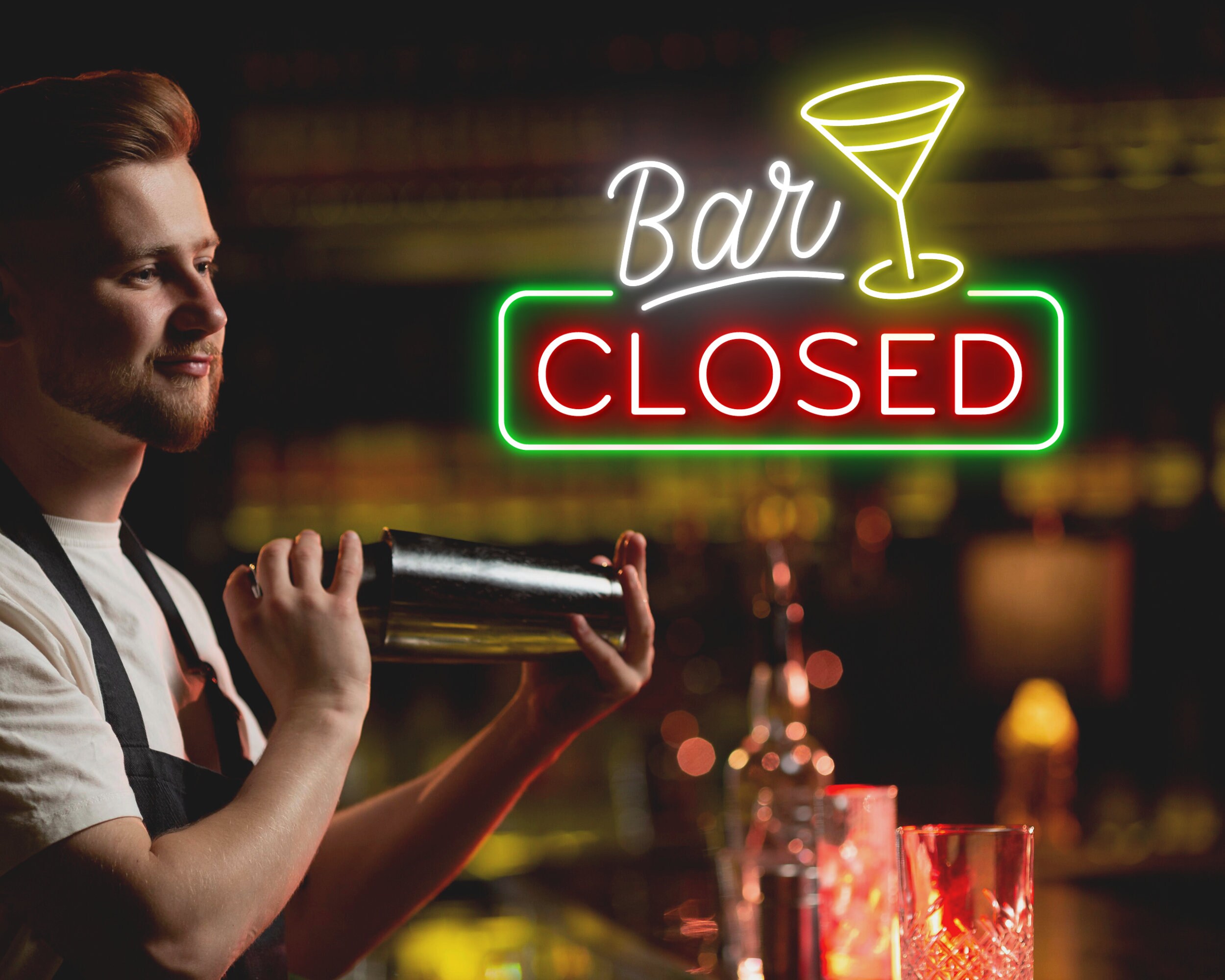 Bar Close Neon Signs Decor Business Woman Man Cave