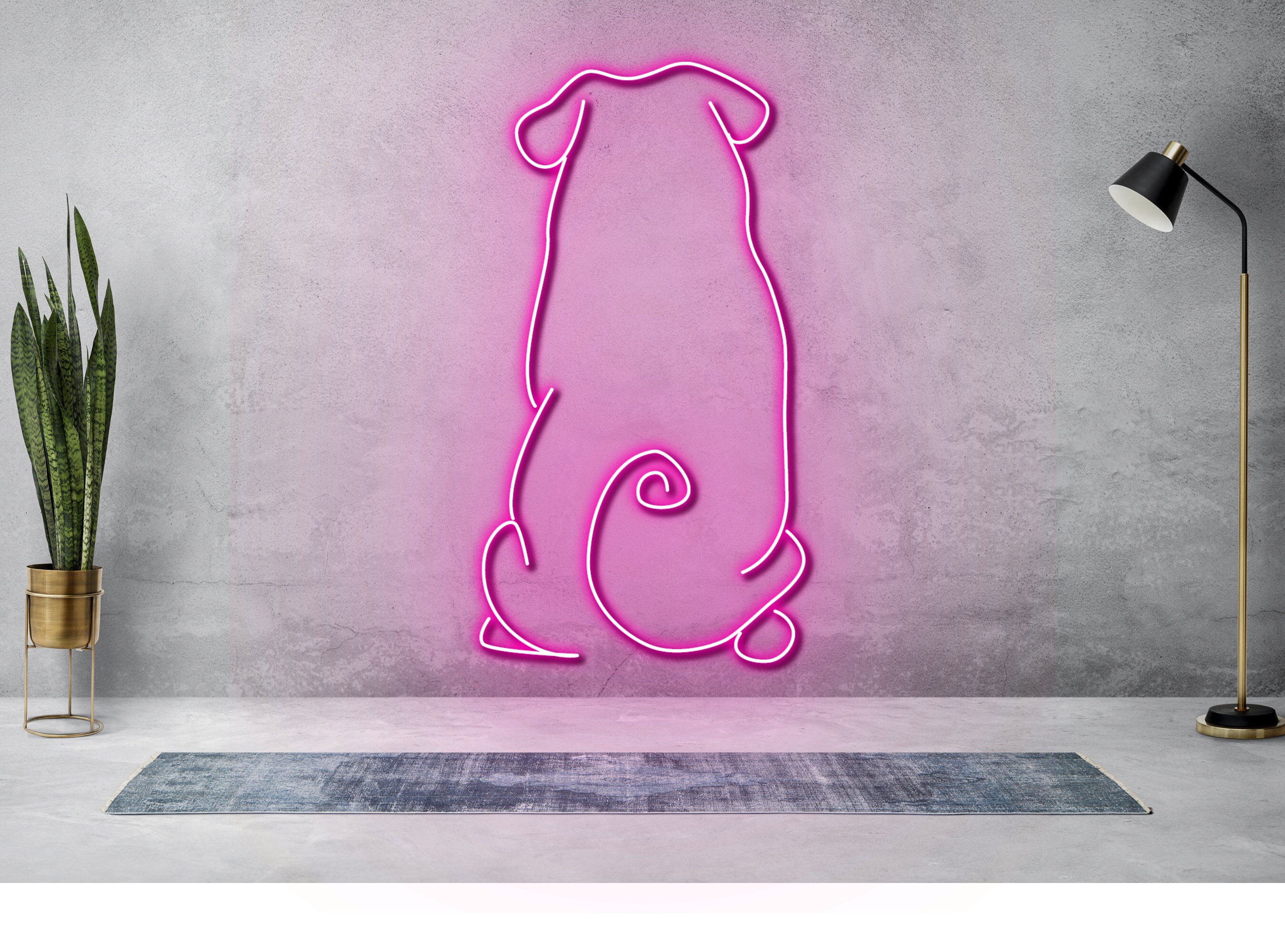 Back Pug French Bulldog Neon Sign