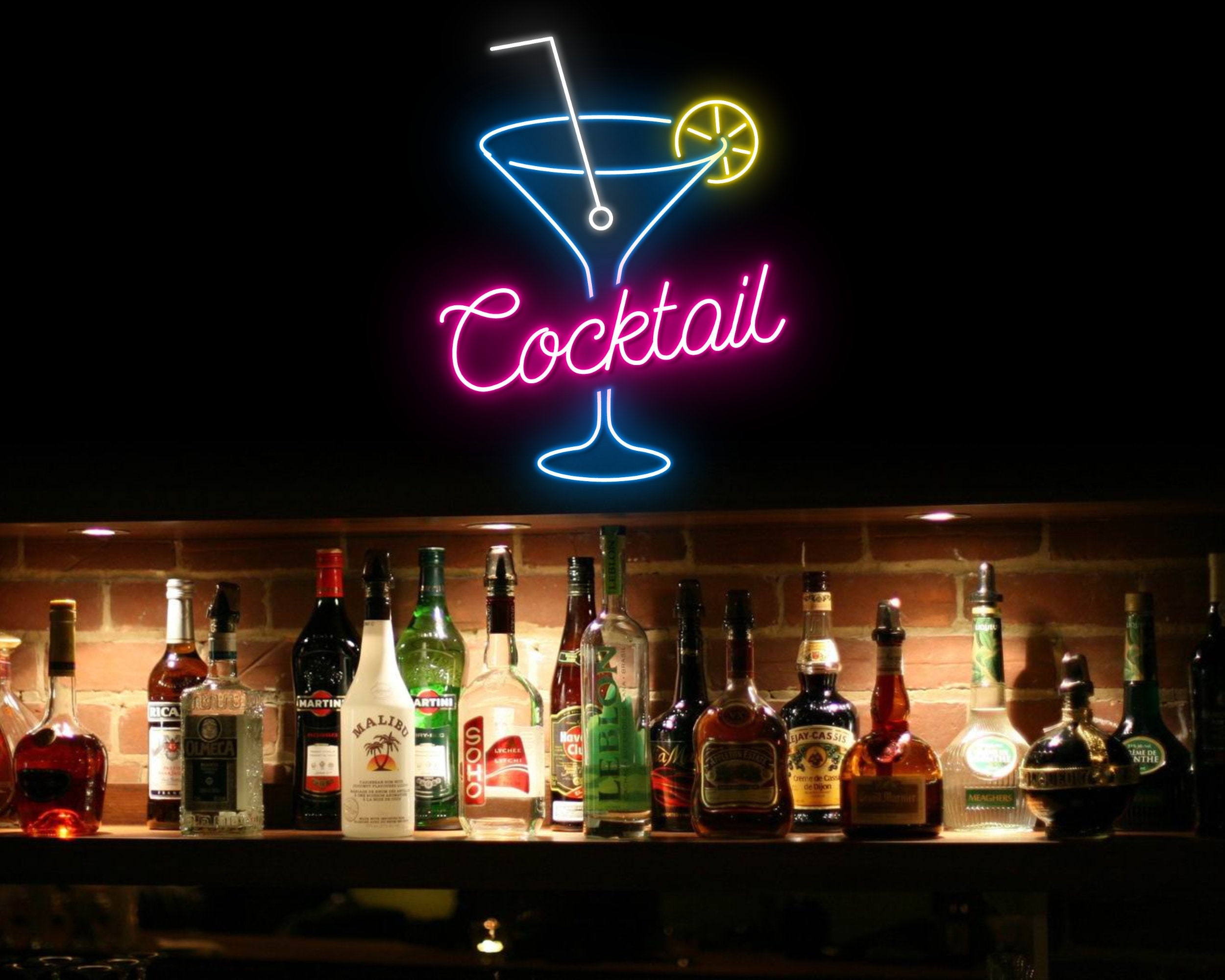 Cocktails Party Bar Pub Neon Signs Hanging Sign Wall Art