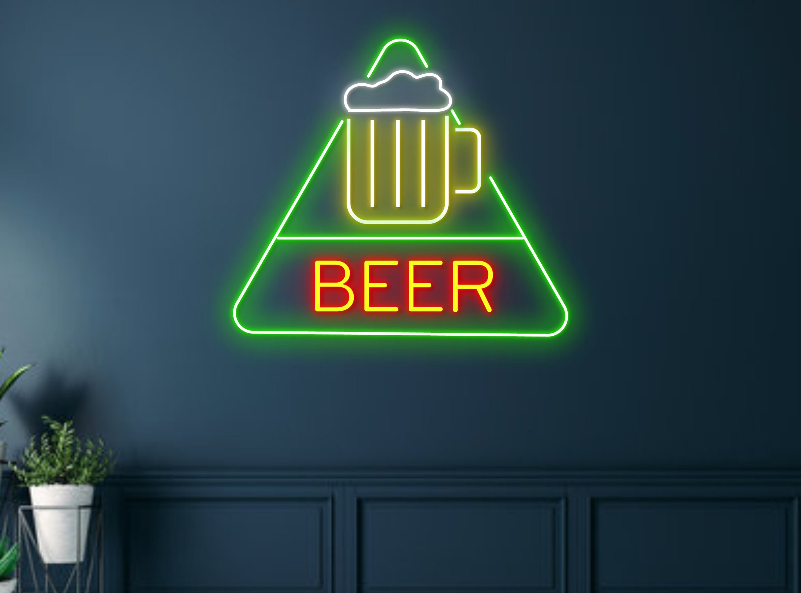 Triangle Sign Beer Bottle Glass Foam Neon Sign