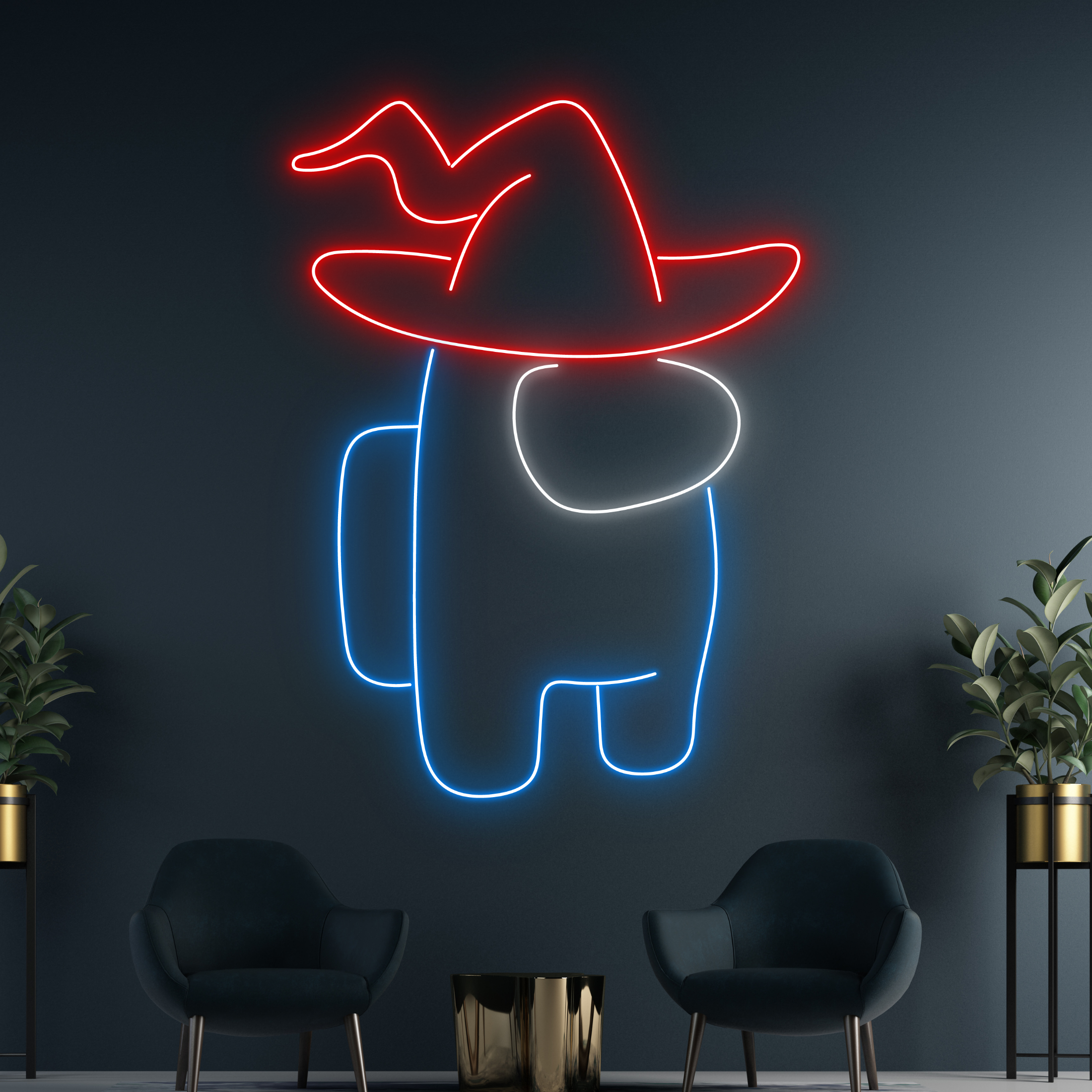 Magician Witch Among Us Neon Sign Halloween Wall Decor