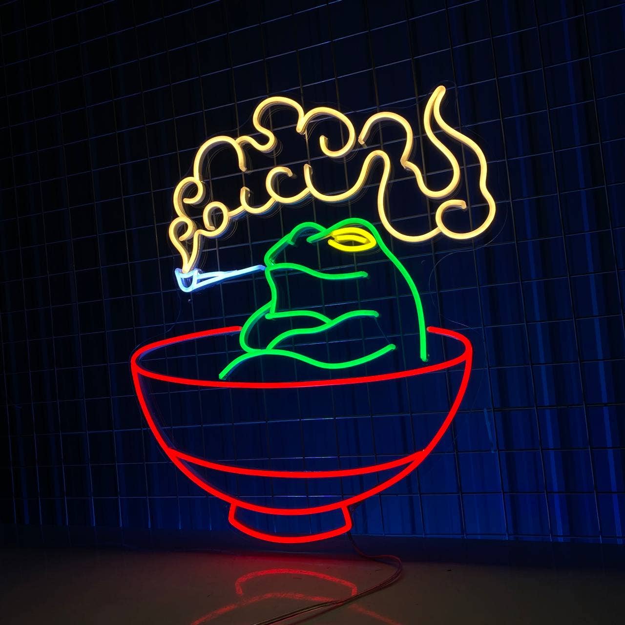 Frog Smoke Noodles Bowl Led Sign Ramen Bowl Neon Light
