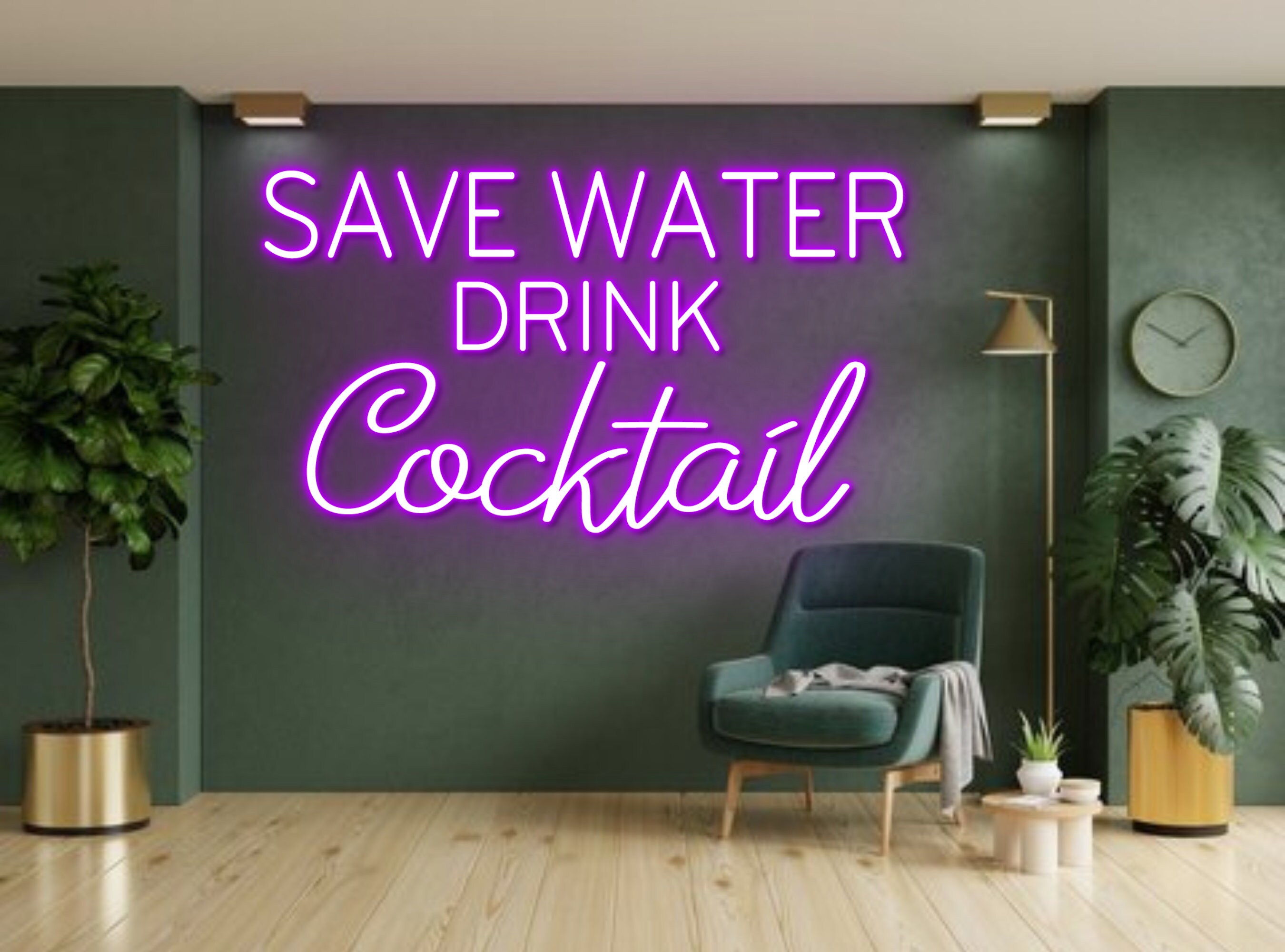 Save Water Drink Cocktail Bar Pub Neon Signs