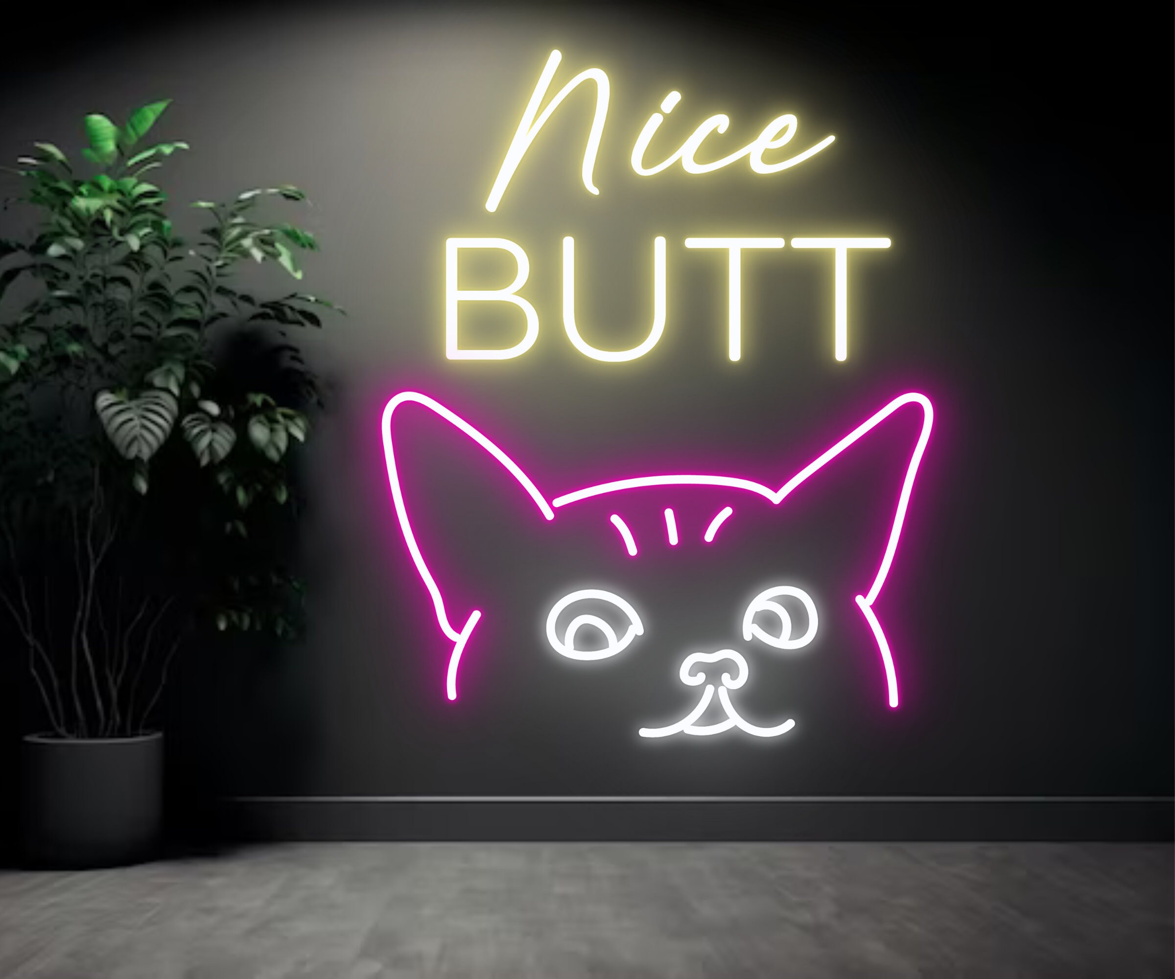 Cat Nice Butt Neon Sign Handmade Neon