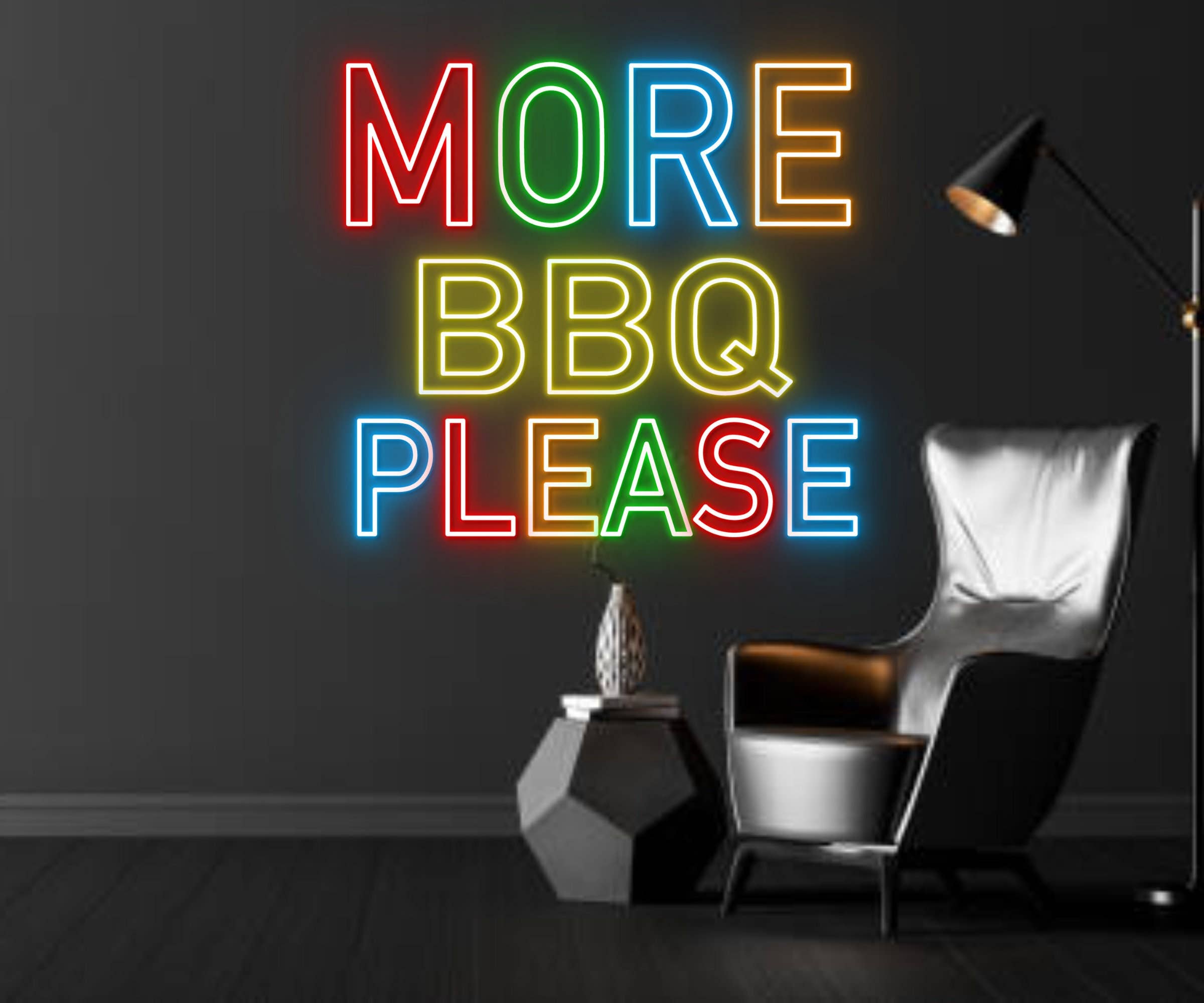 More BBQ Please Neon Sign BBQ Restaurant Signboard Decor