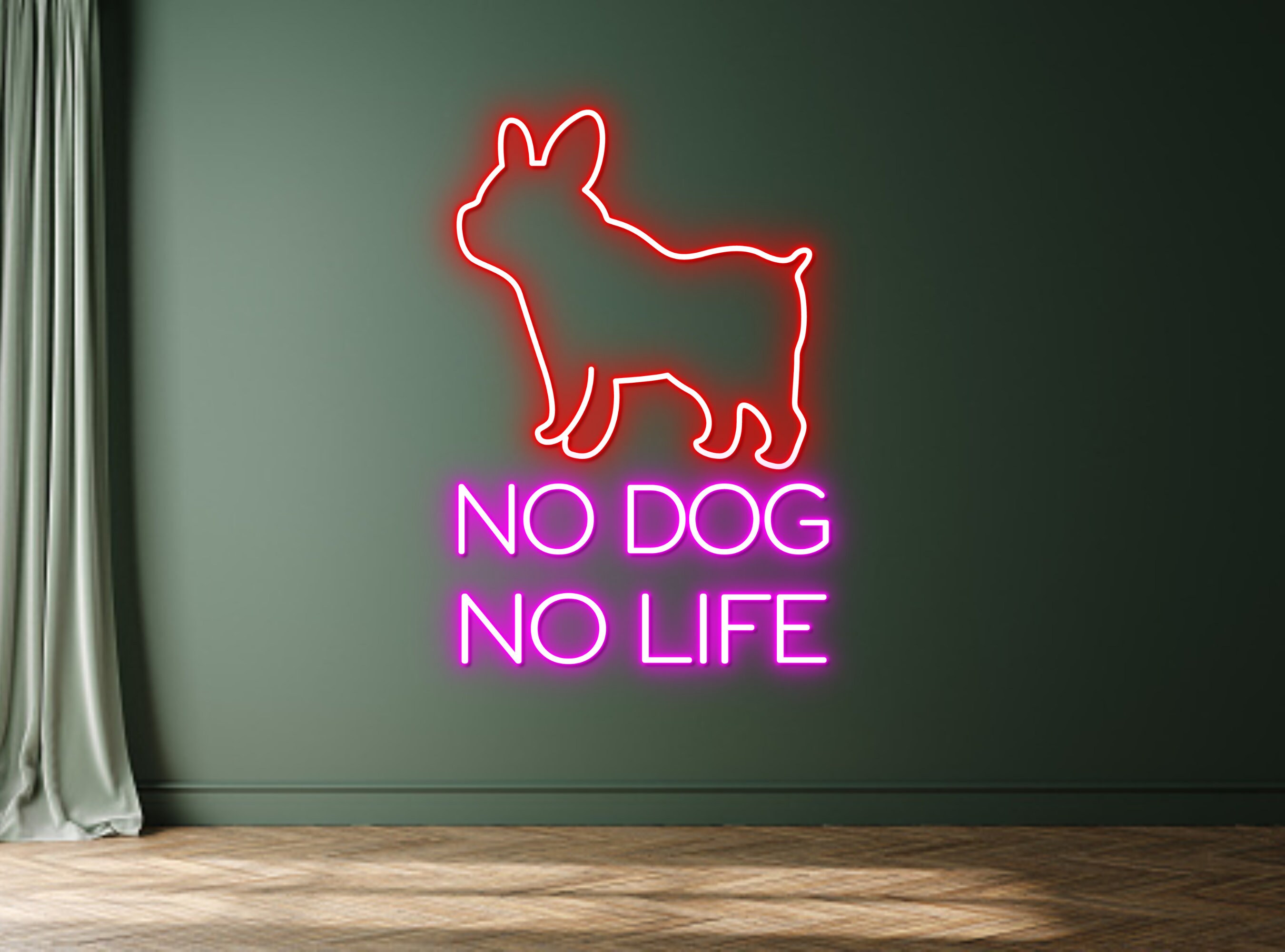 No Dog No Life Pug French Bulldog Neon Sign