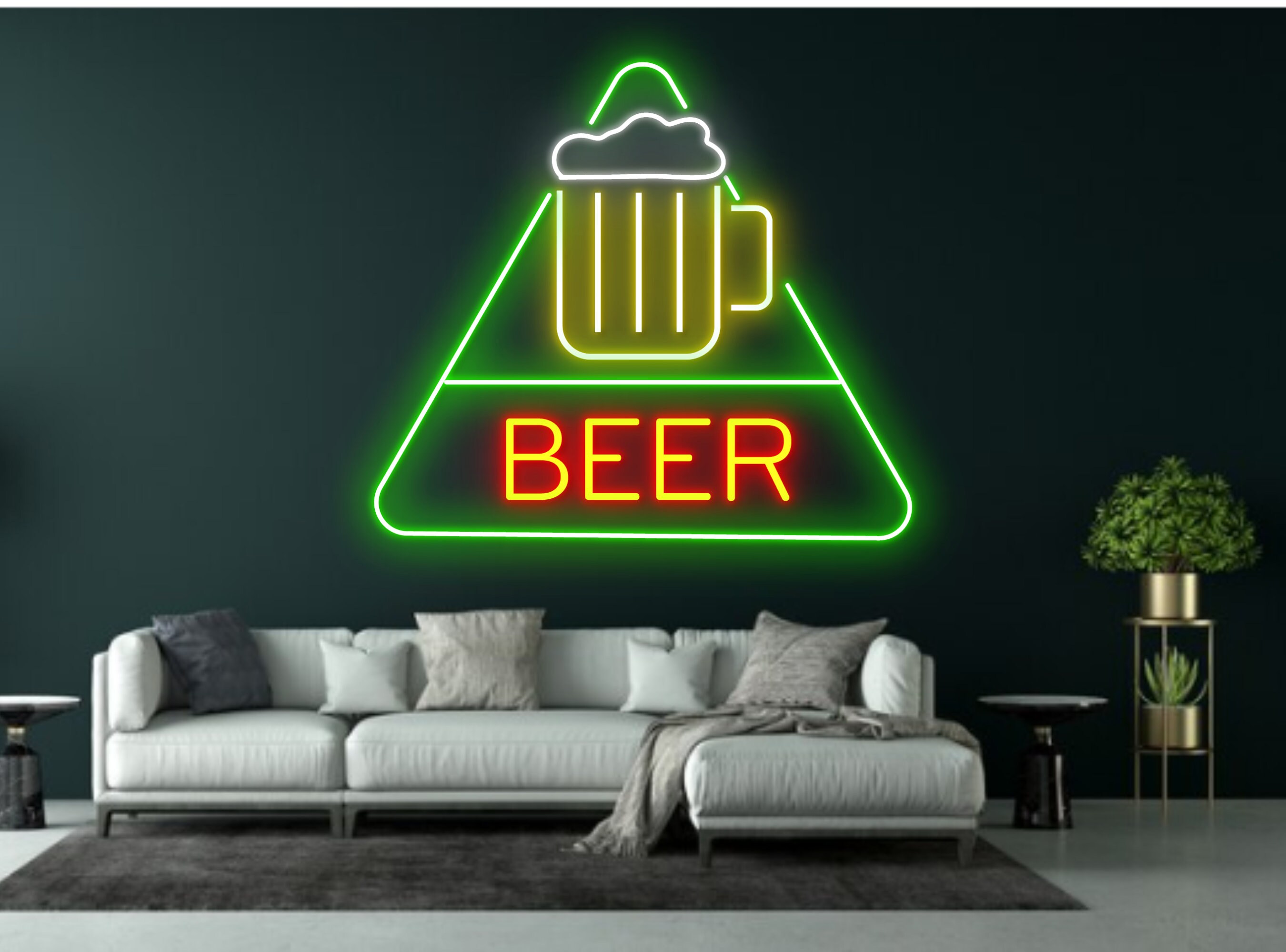 Triangle Sign Beer Bottle Glass Foam Neon Sign
