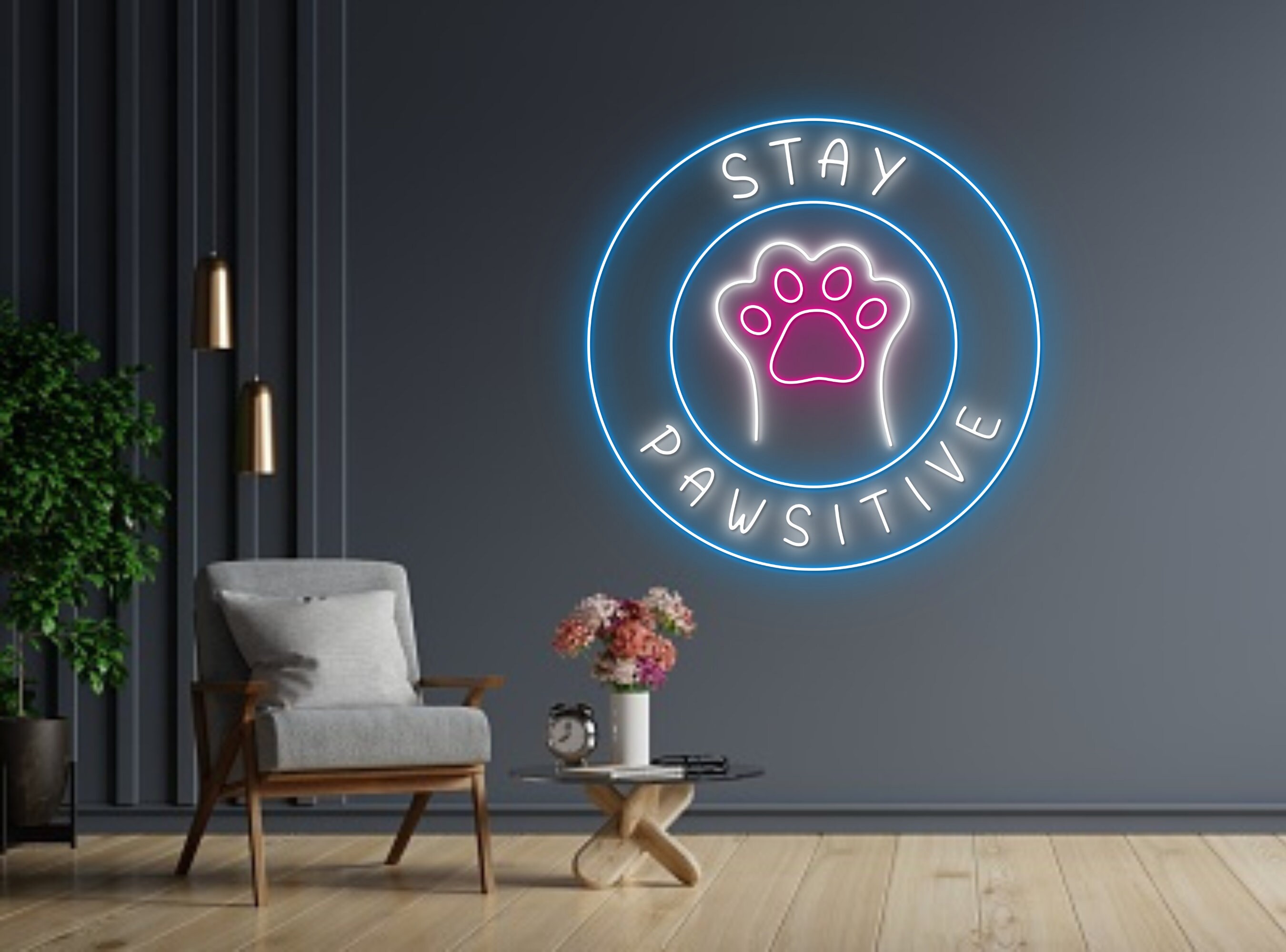 Stay Pawsitive Cat Neon Sign
