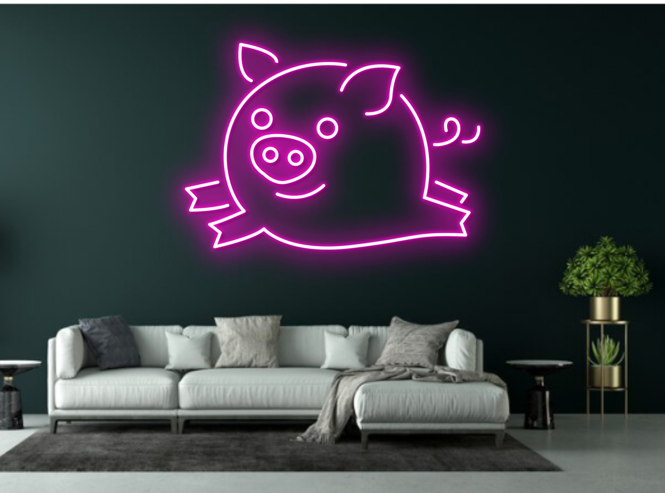 Pig Line Art Neon Signs Decor Gift