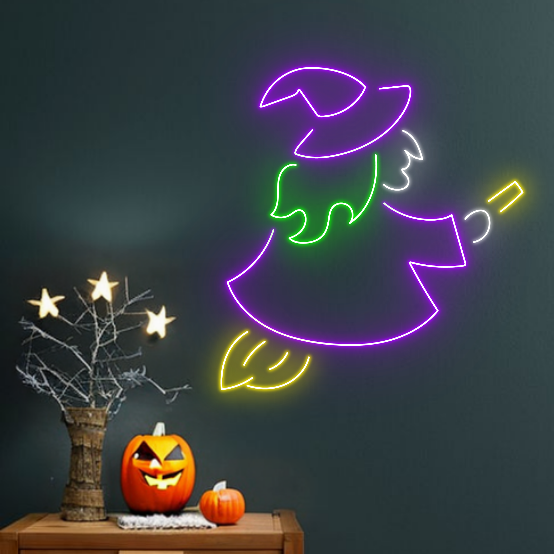 Magician Witch Neon Signs Halloween Decor