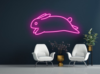 Jumping Bunny Rabbit Neon Sign