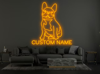 Custom Name French Bulldog Portrait Neon Sign