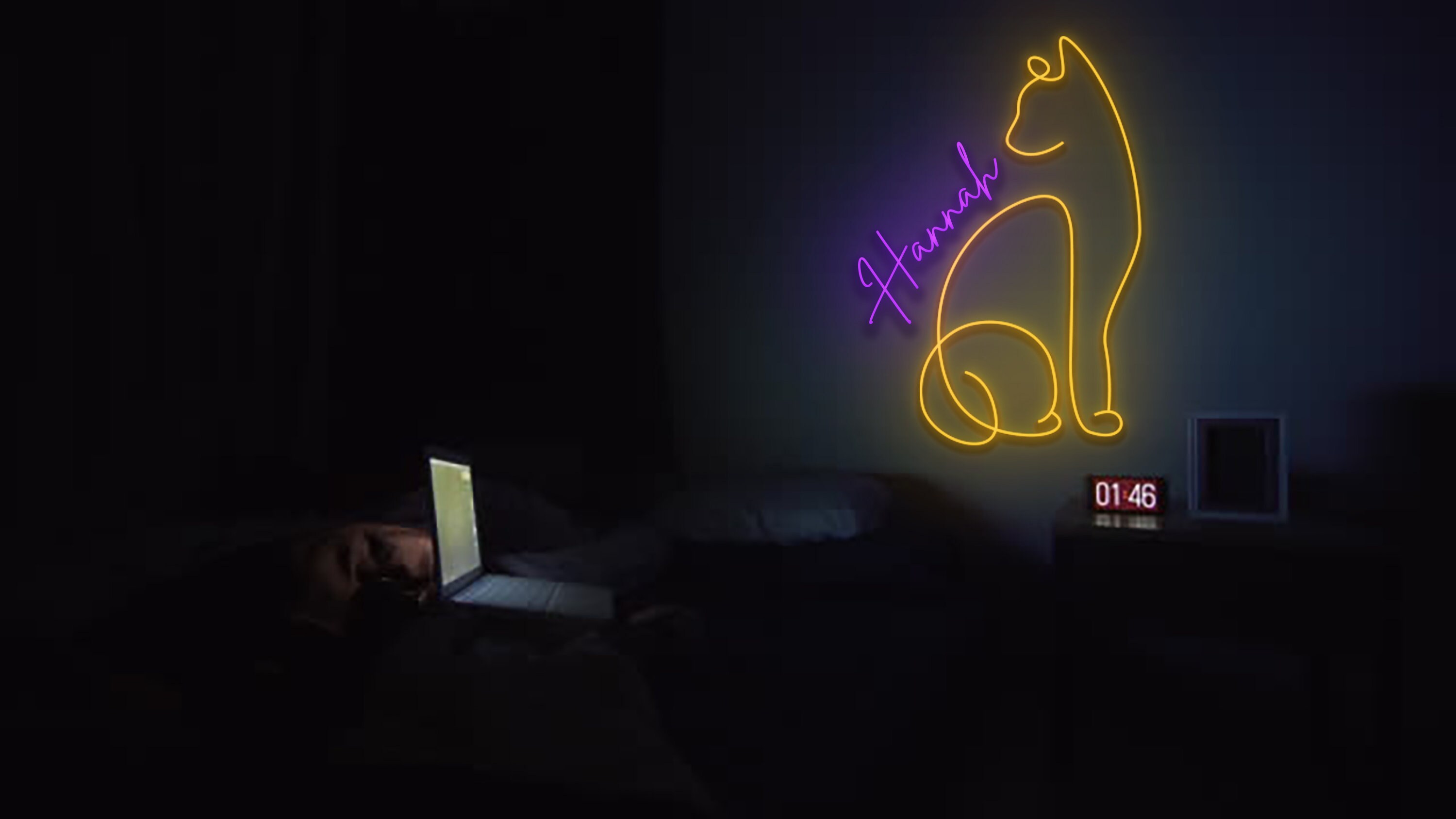 Custom Name Cat Line Art Neon Sign Decor sign
