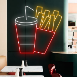 French Fries And Coke Neon Signs Fast Food Restaurant Decor