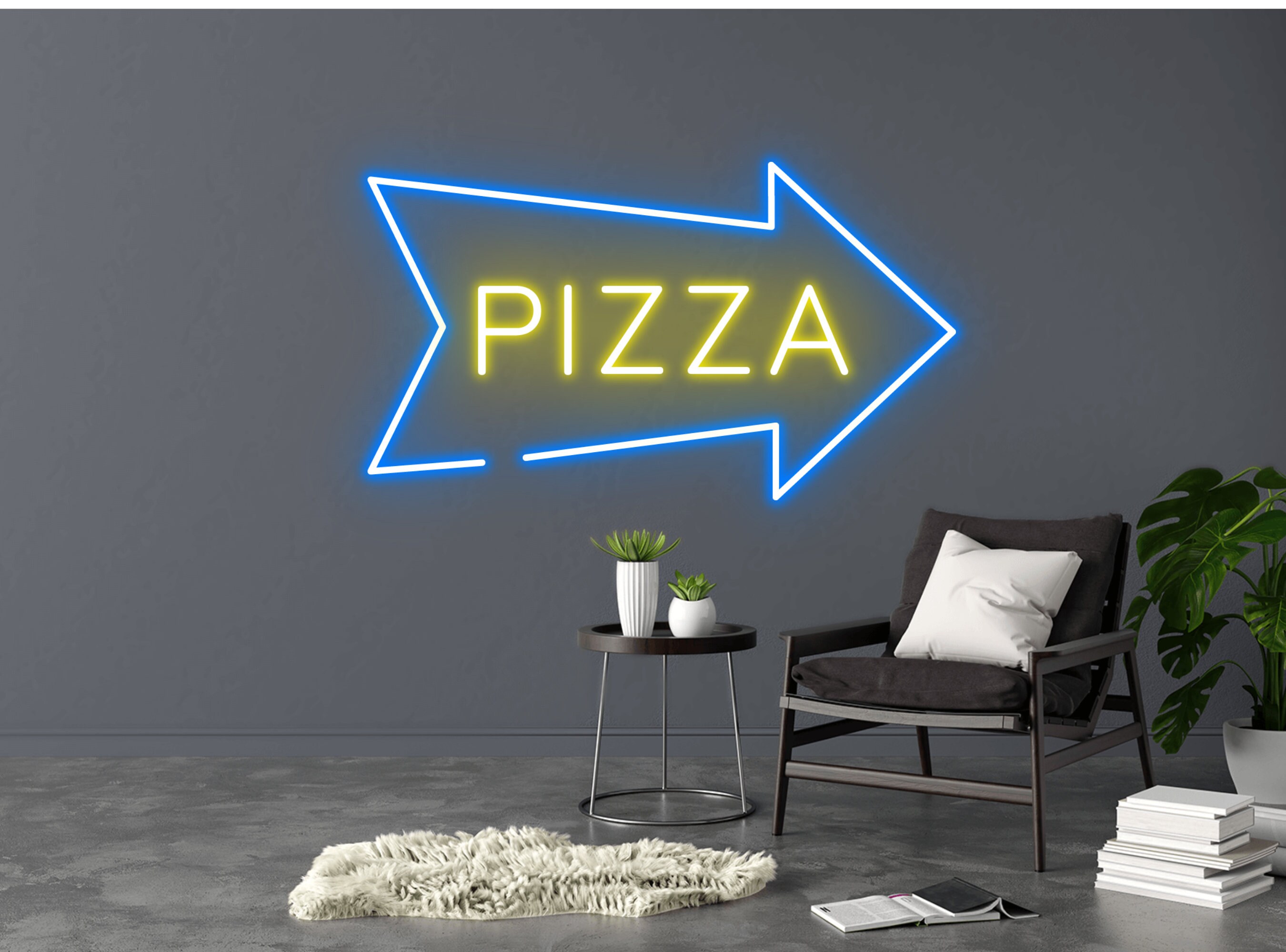 Pizza Open The Slice Neon Sign Wall Decor